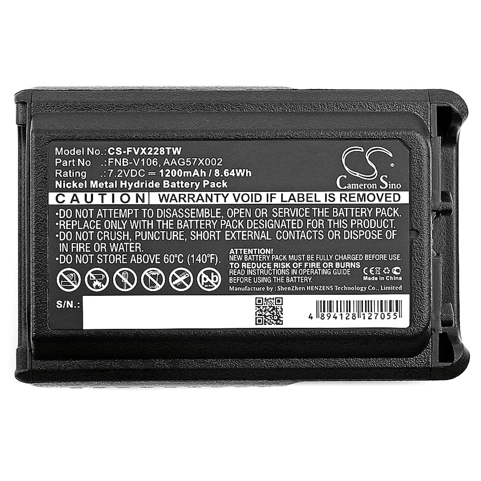Batteri til Toveis-radio for Vertex VX-231, VX-228, VX-230 osv.