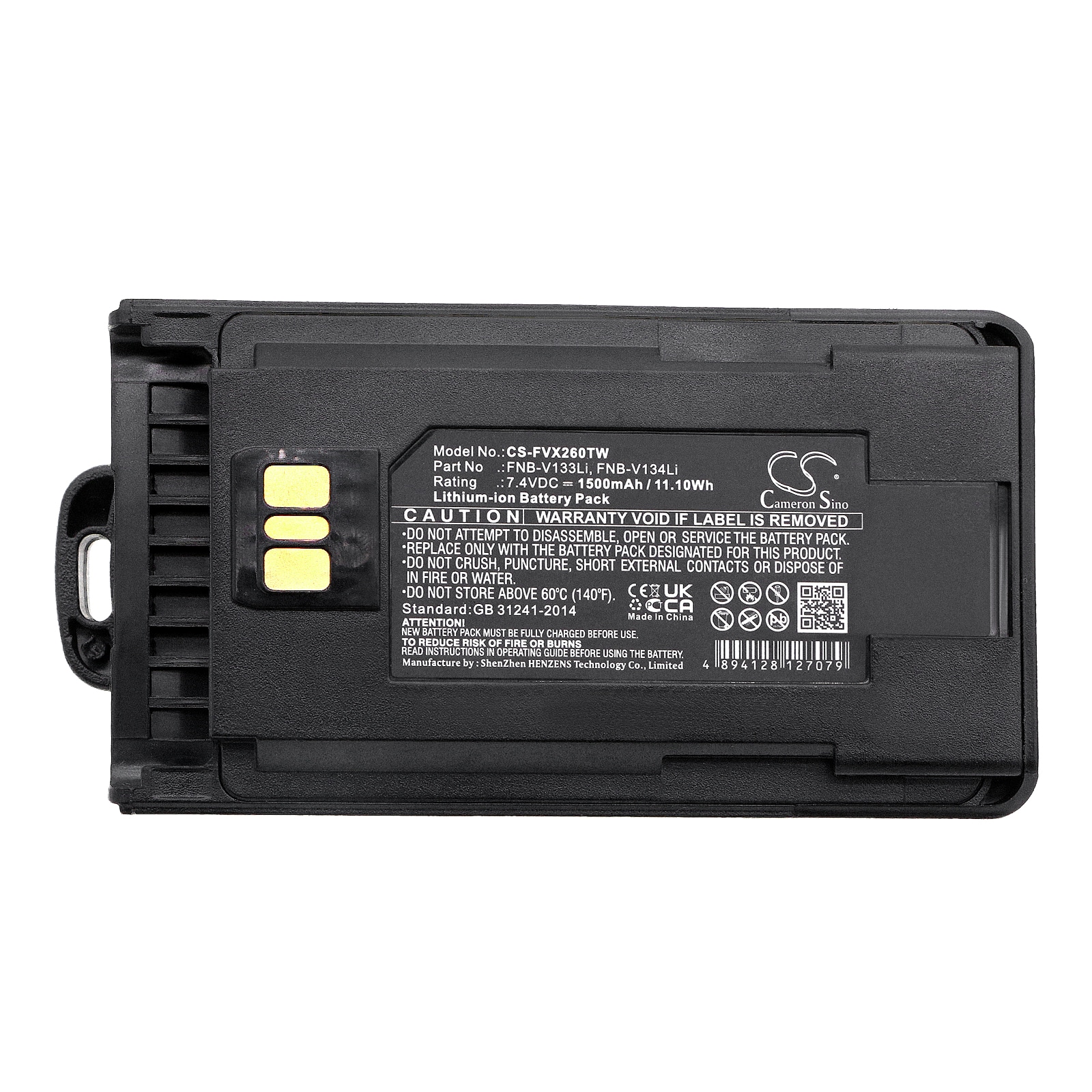 Batteri til Toveis-radio for Vertex VX-260, VX-261, EVX-530 osv.