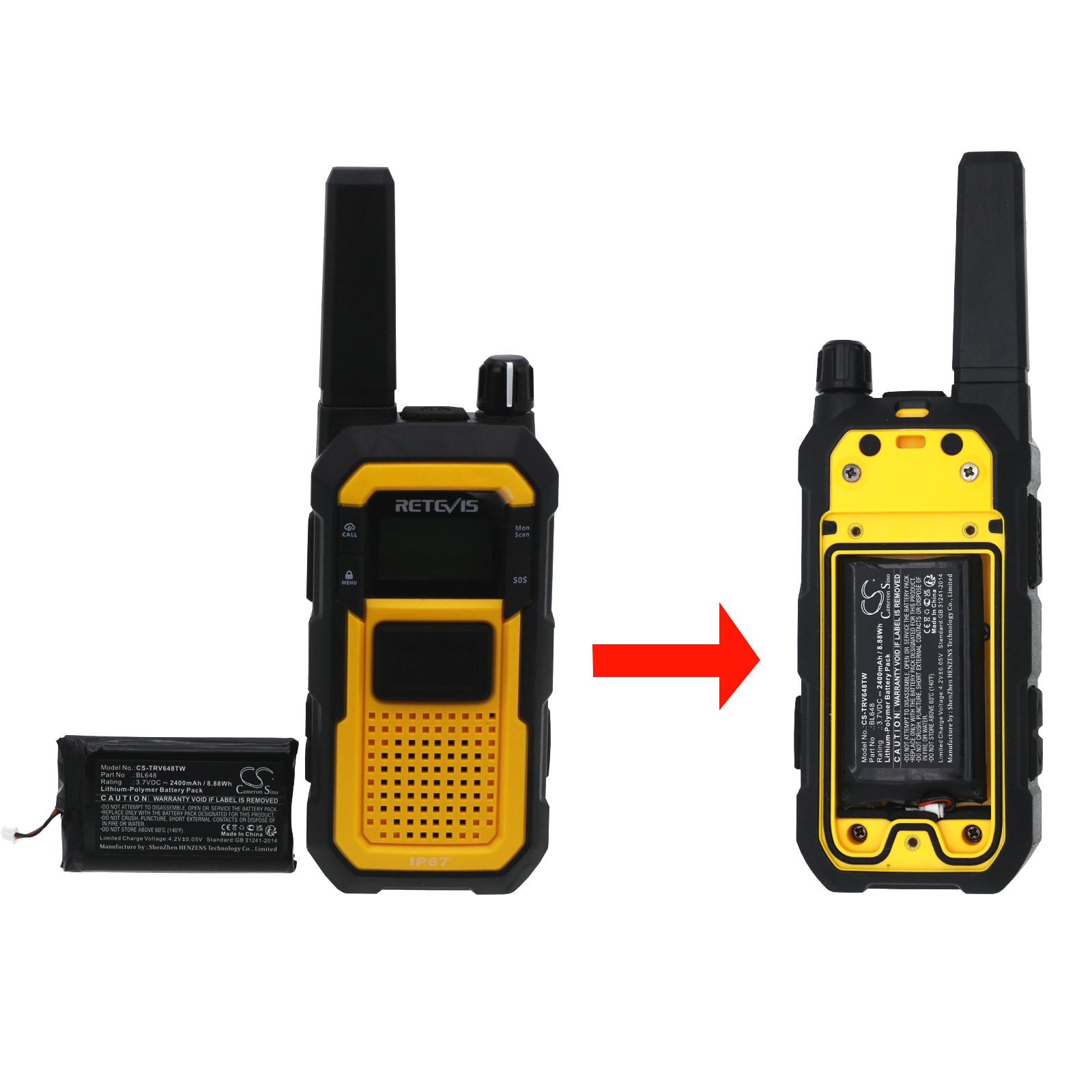 Batteri for Toveis-radio for Retevis RB48, RB648