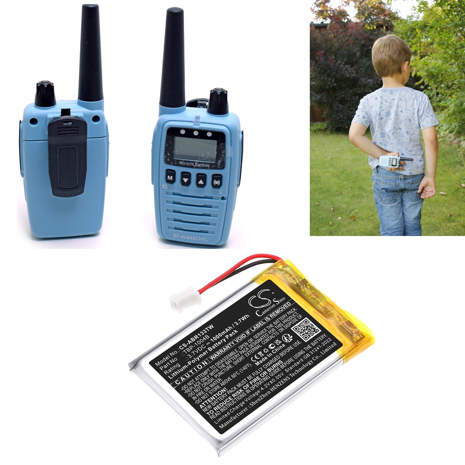 Batteri til Toveis radio for Albrecht Bambini, Reer 50133 Care and talk