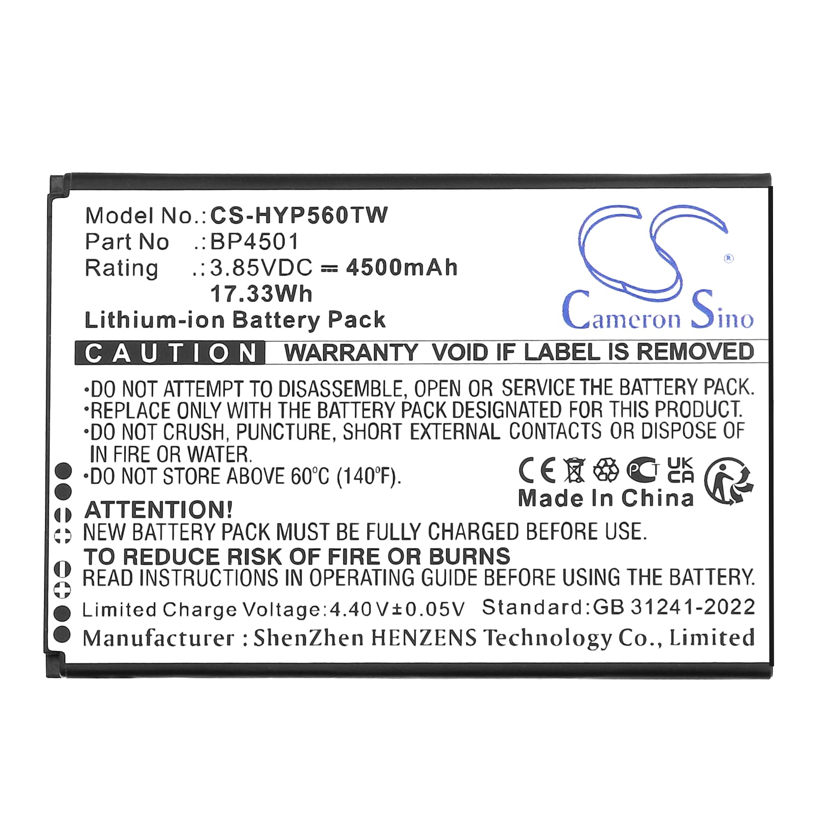 Batteri for Toveis-radio for Hytera PNC460, PNC460U