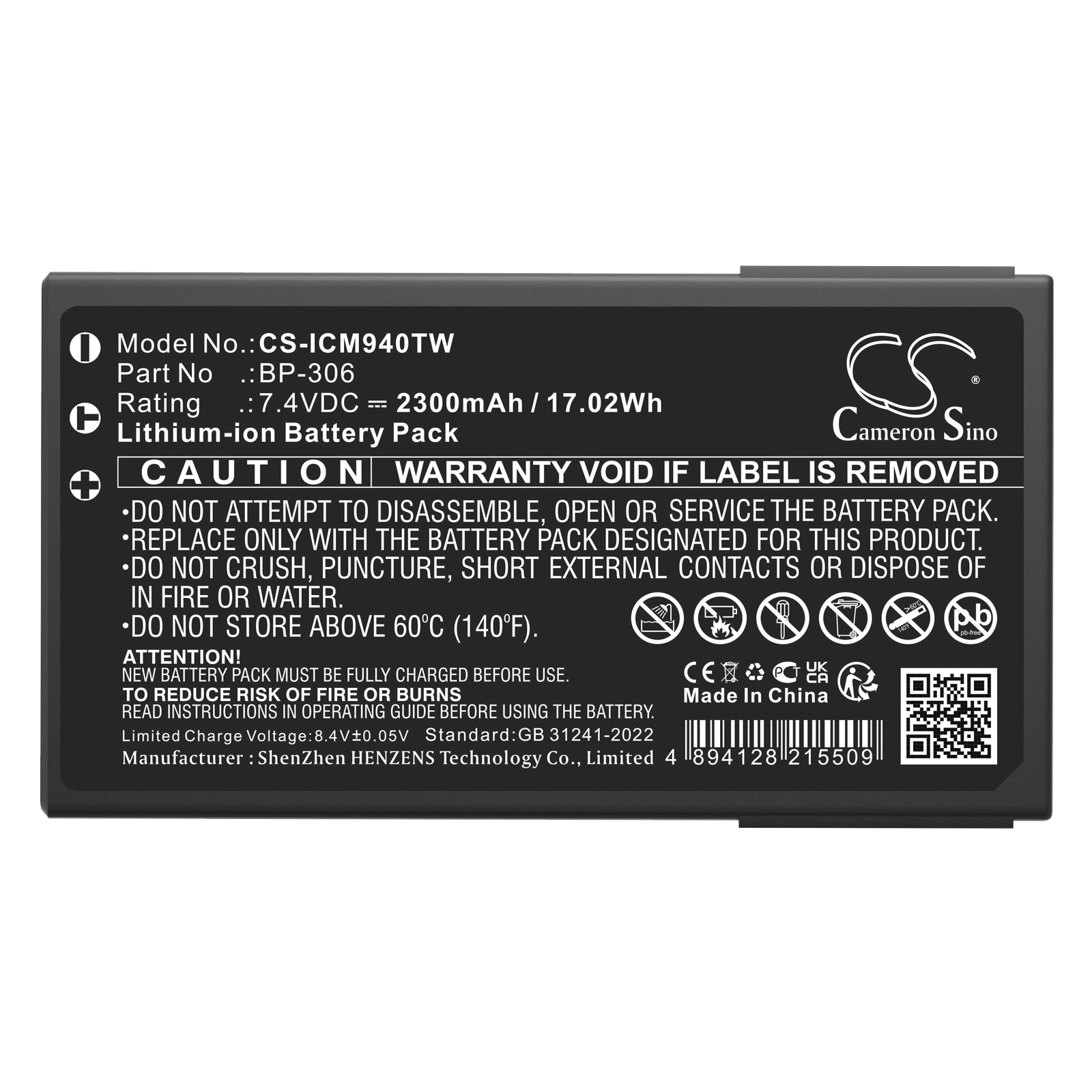 Batteri for Toveis-radio for Icom IC-M94D, IC-M94DE