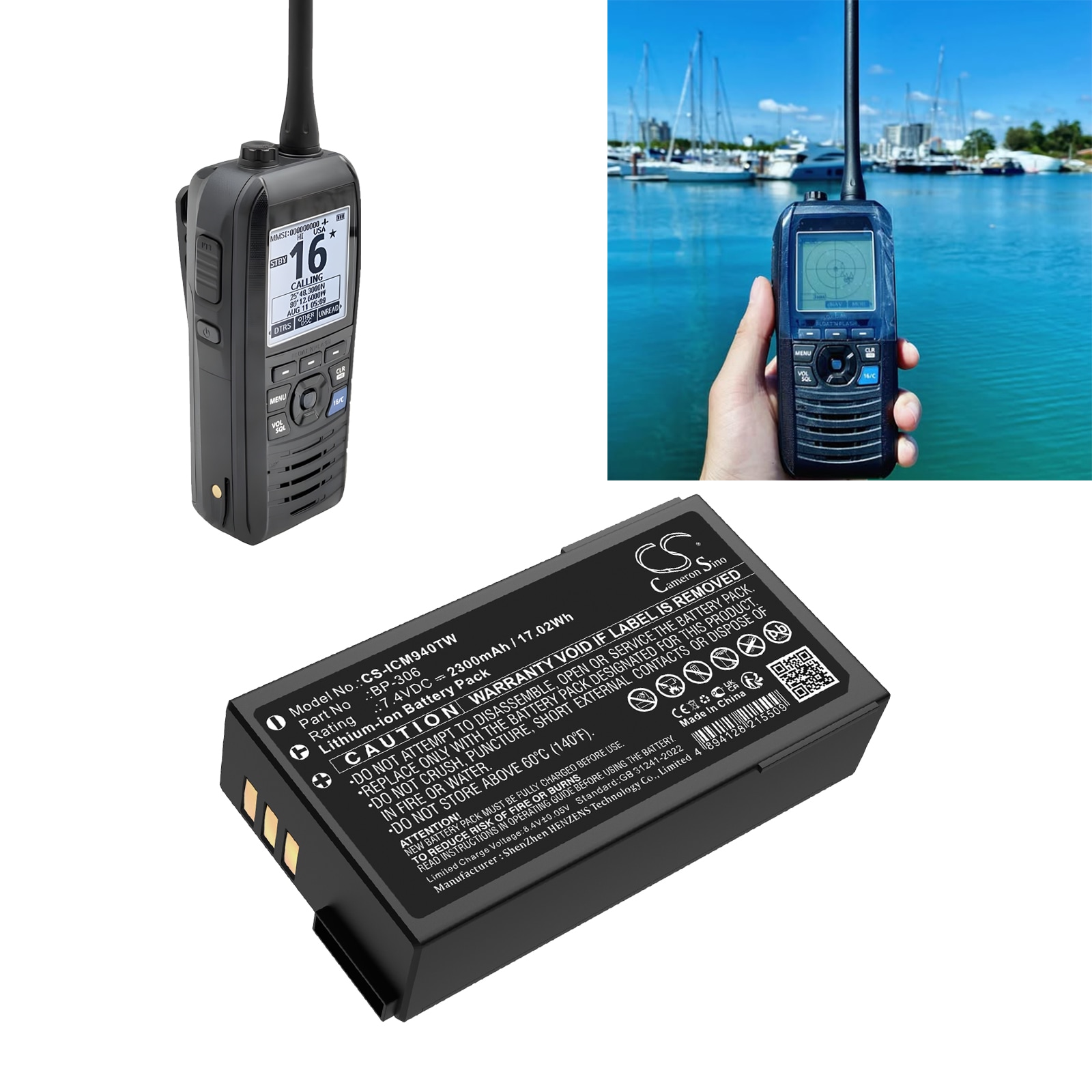 Batteri for Toveis-radio for Icom IC-M94D, IC-M94DE