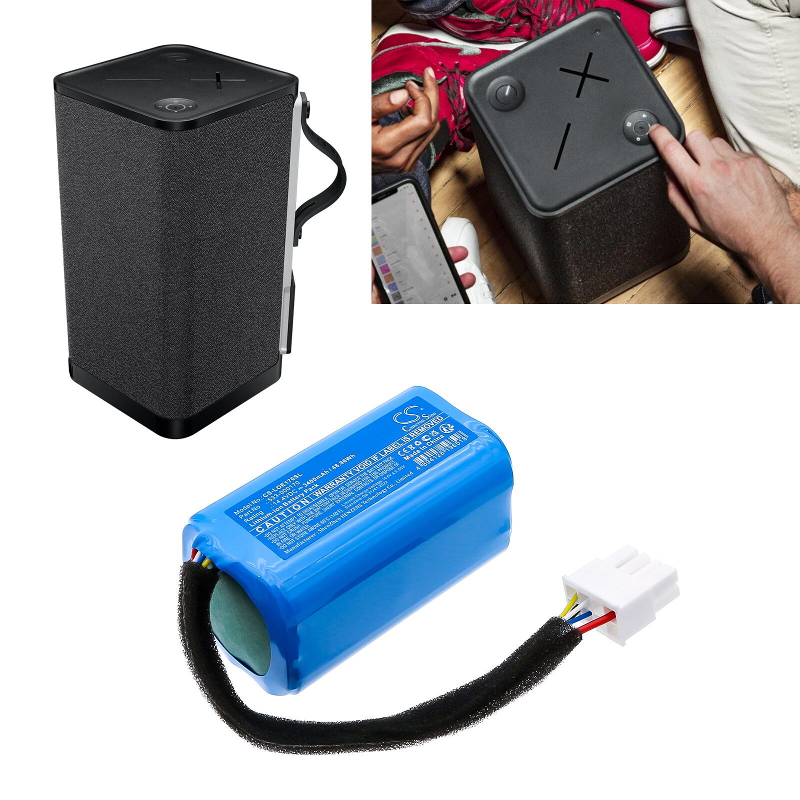 Batteri til høyttaler for Logitech Ultimate Ears hyperboom 3, UE Hyperboom og andre.