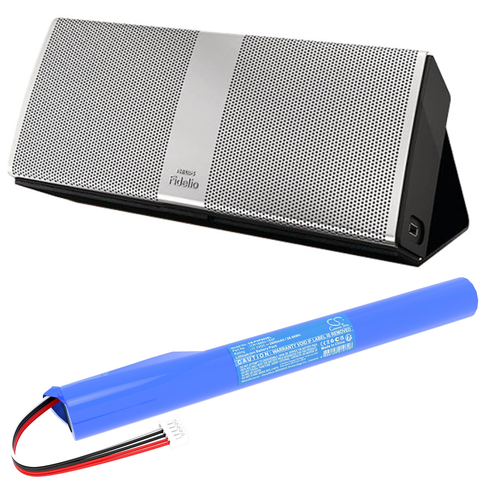 Batteri til høyttaler for Philips Fidelio P9, P9BLK/98, P9SLV/98 og andre.