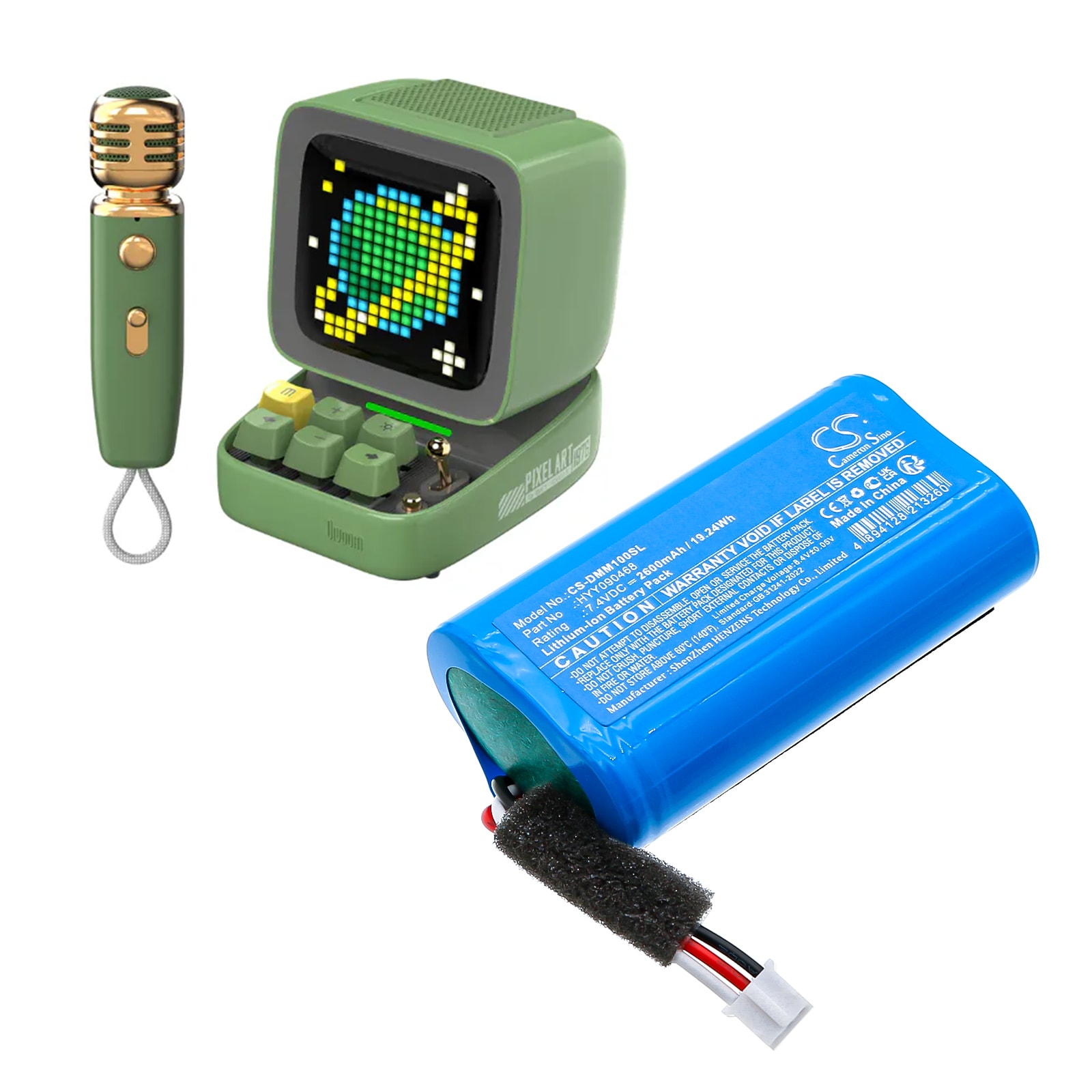 Batteri til høyttaler for Divoom DitooMic