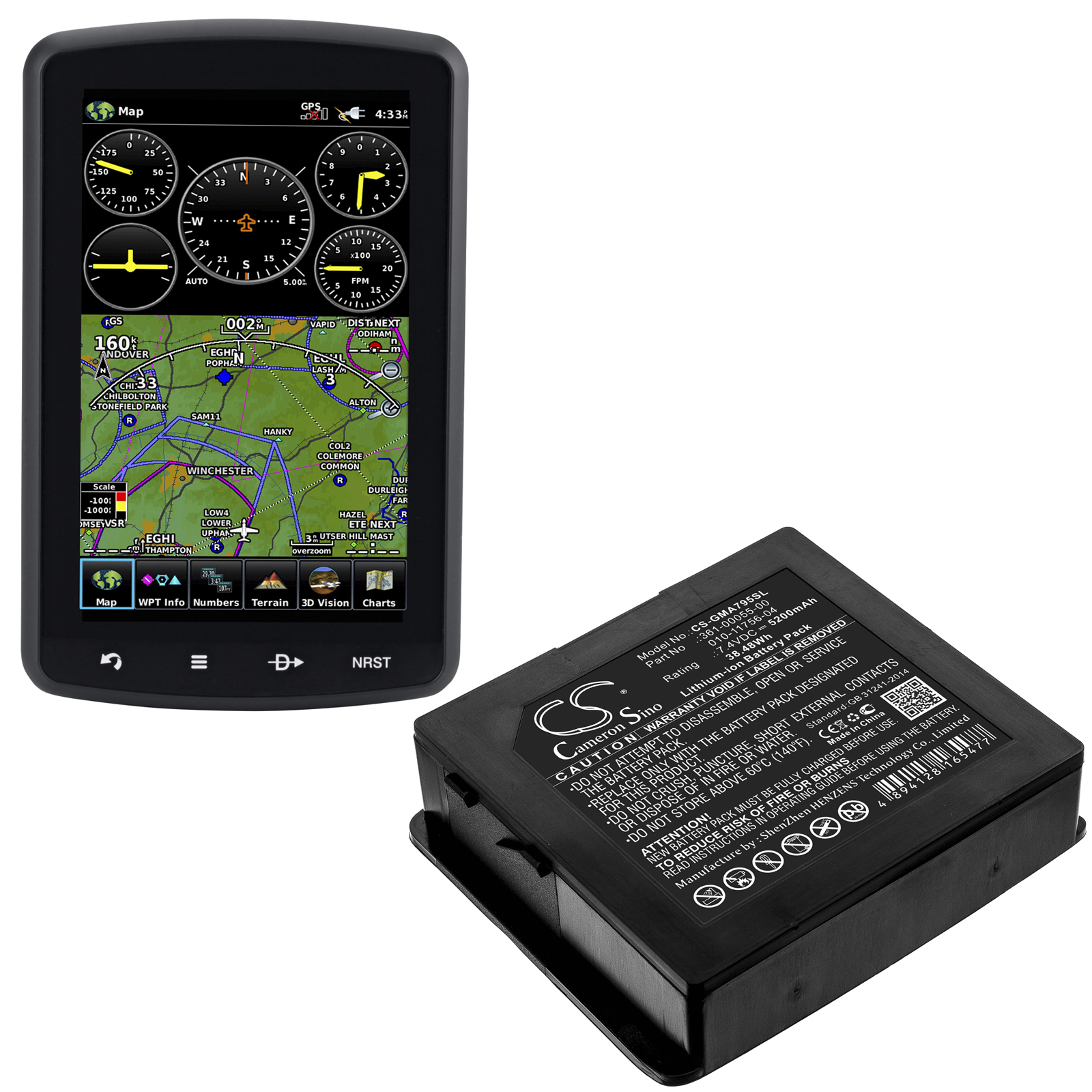 Batteri for navigator, GPS for Garmin Aera 795, Aera 796
