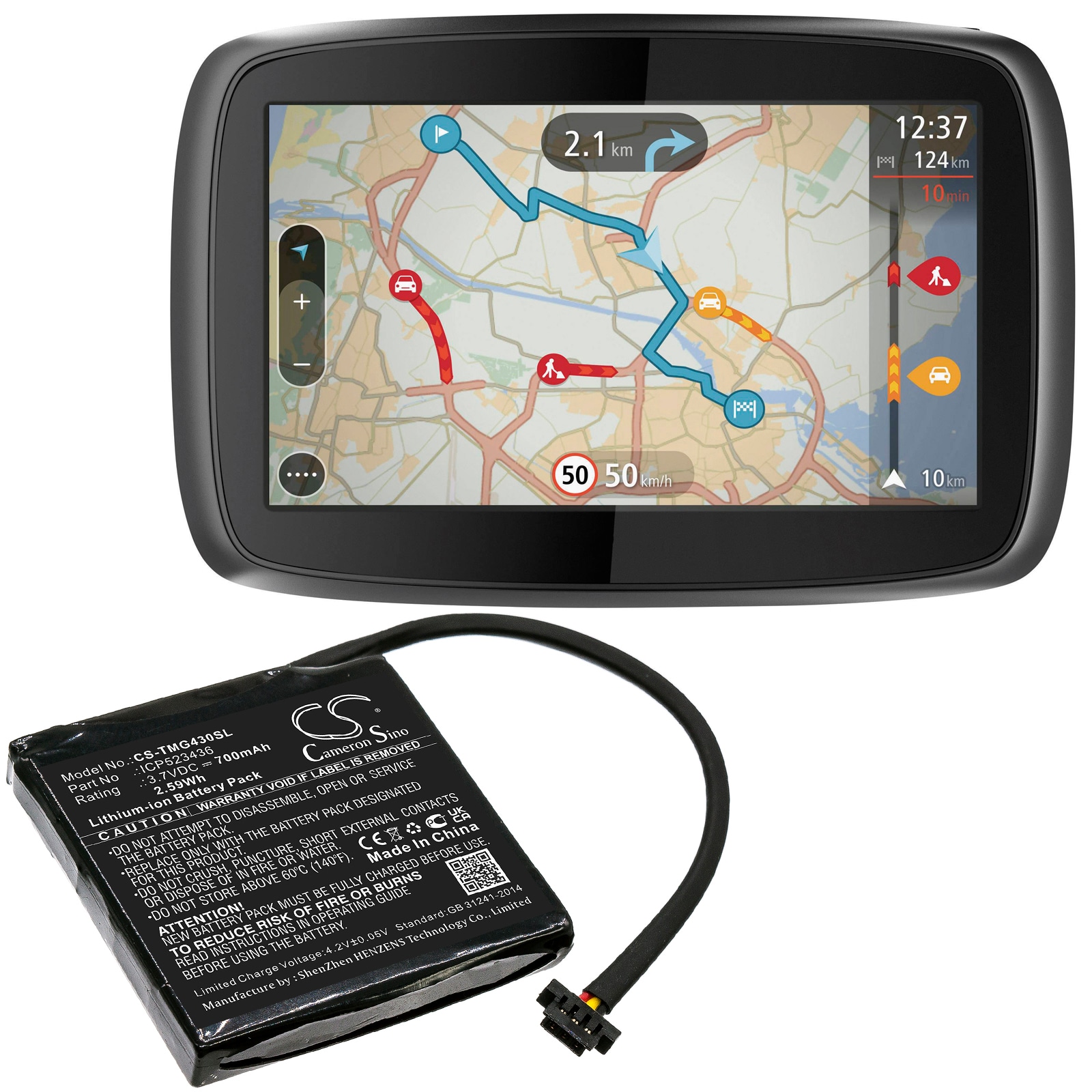 Batteri for Navigator, GPS for TomTom Go 400 4,3" Satnav, 4FB40