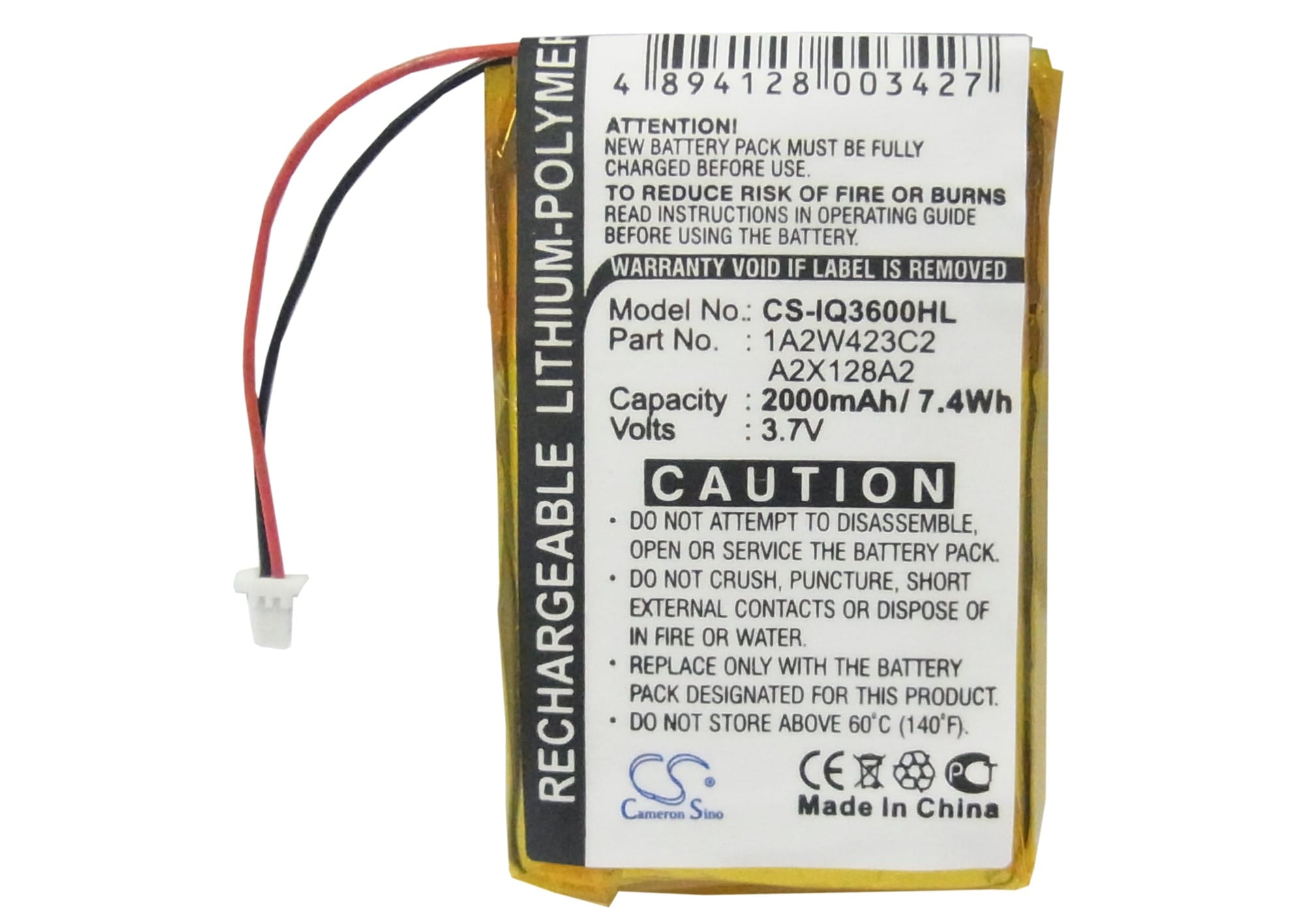 Batteri for navigator, GPS for Garmin iQue 3200, iQue 3600, iQue 3600a
