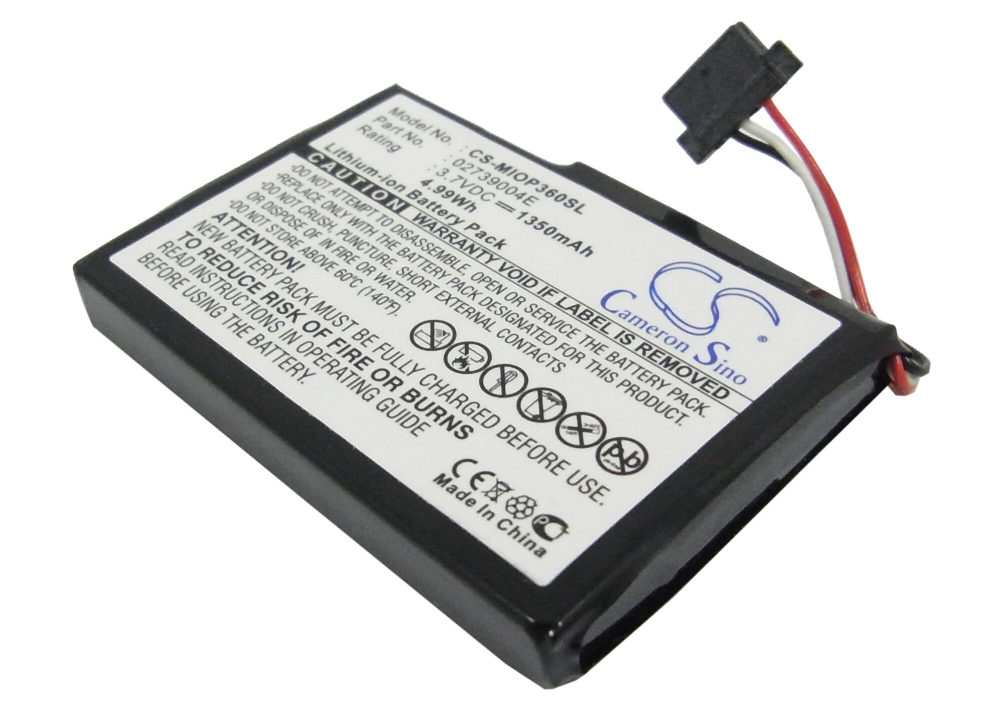 Batteri for navigator, GPS for Mitac Mio P360, Mio P560, Mio P560t osv.