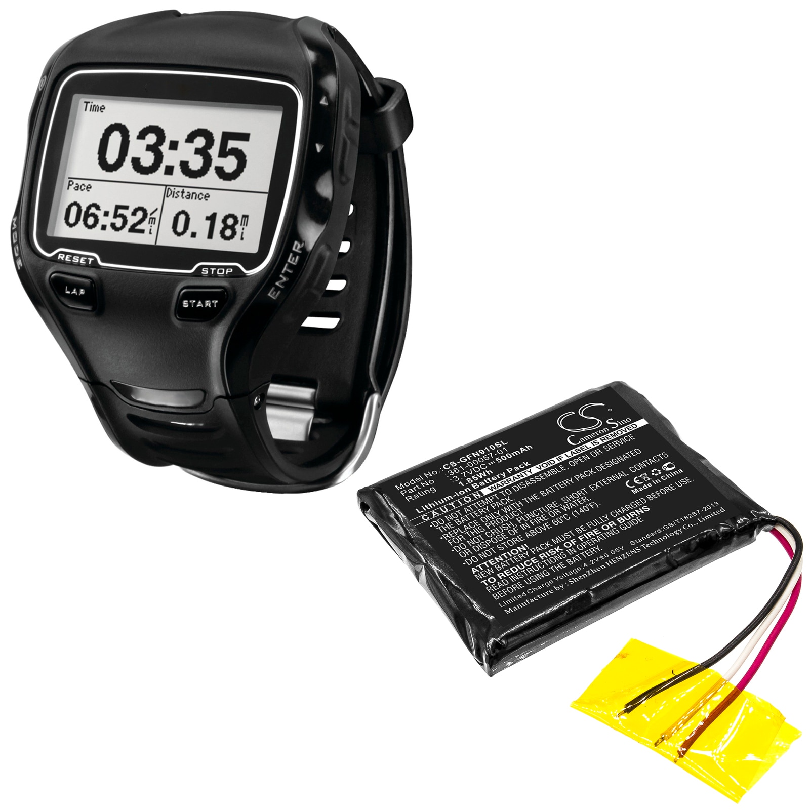 Batteri til Navigator, GPS for Garmin forerunner 910XT