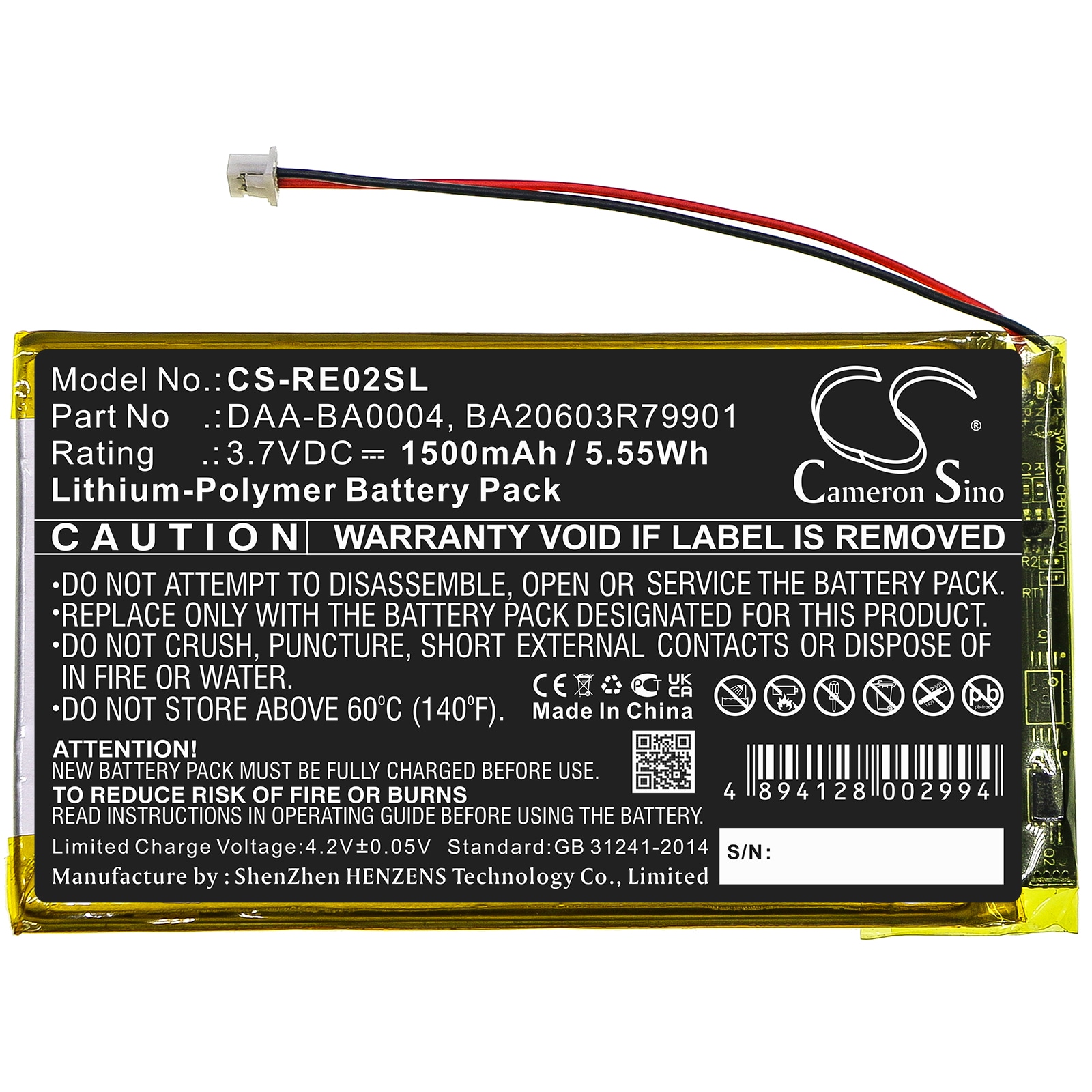 Mediespillerbatteri for Creative Labs Nomad Jukebox ZenTouch, Zen Touch 20 GB osv.