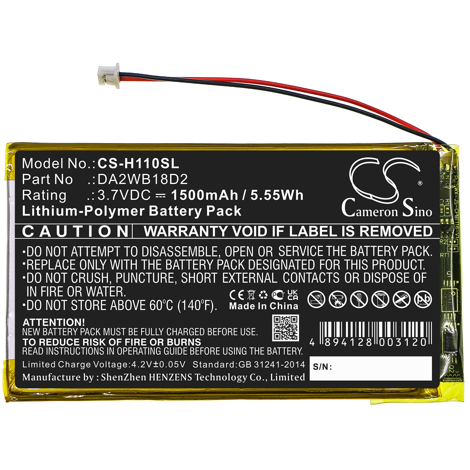 Batteri for mediespiller for iRiver H110, H120, H140 osv.
