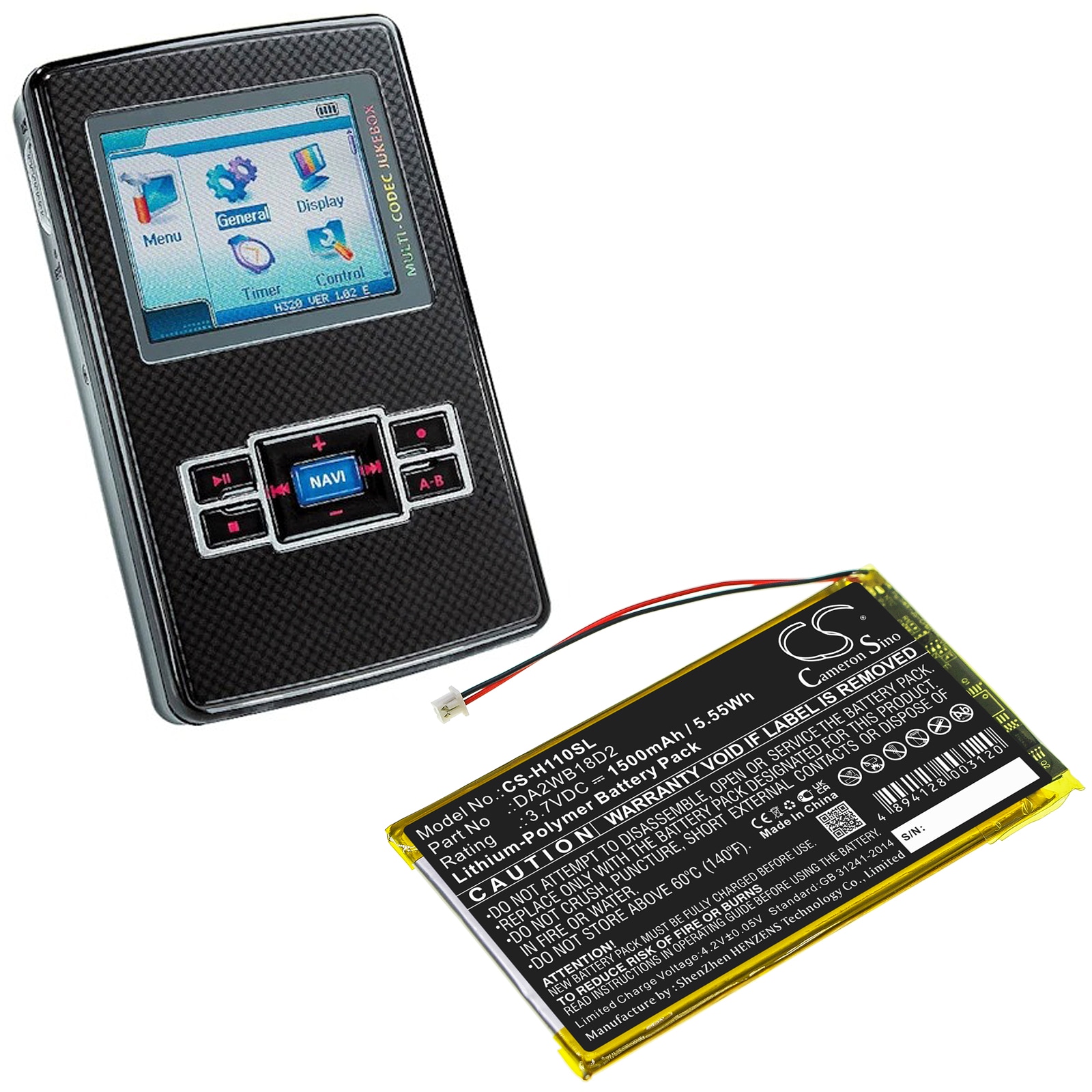 Batteri for mediespiller for iRiver H110, H120, H140 osv.