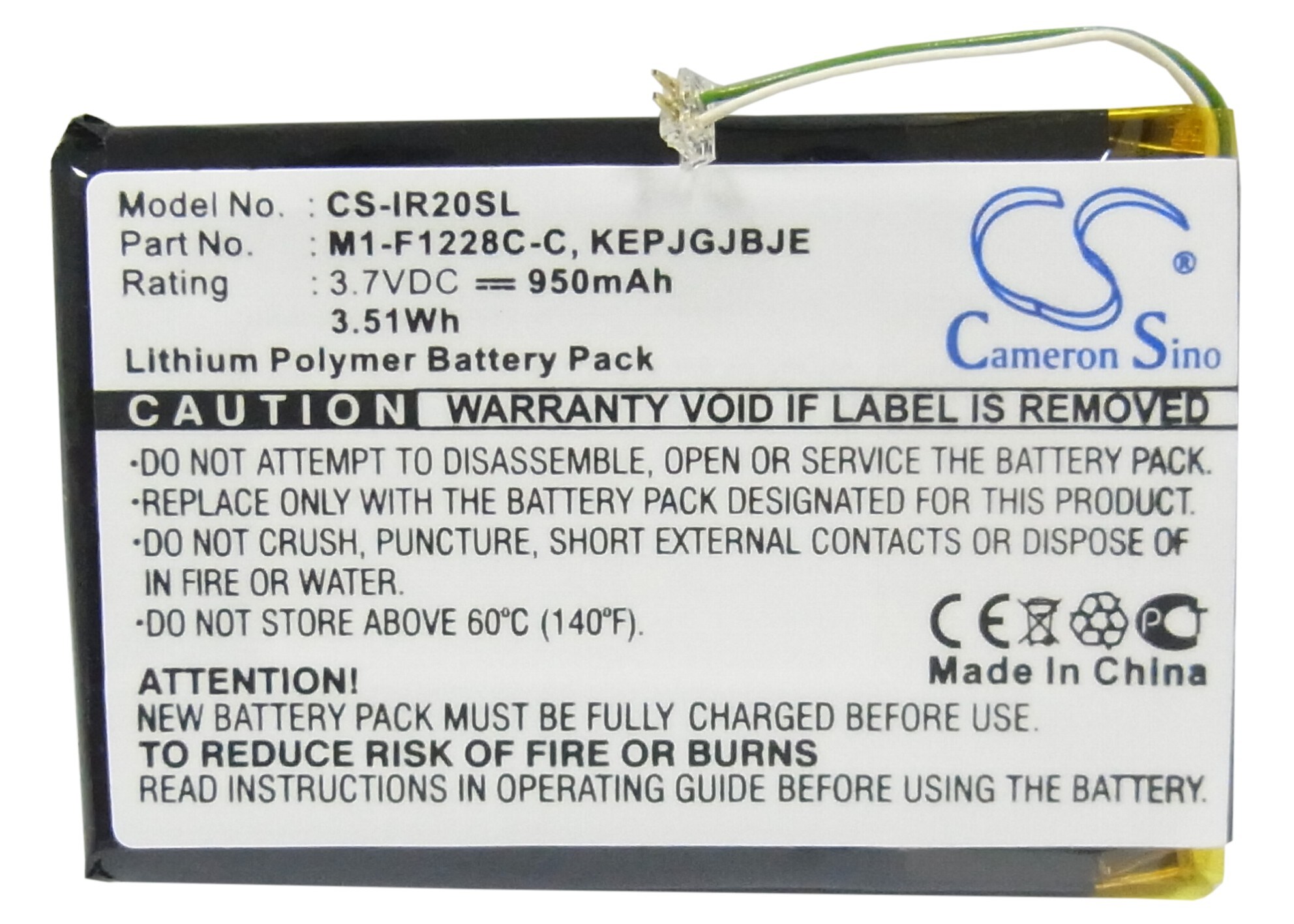 Batteri til mediespiller for iRiver Clix Plus, U20, REI-iriverclix2 og andre.