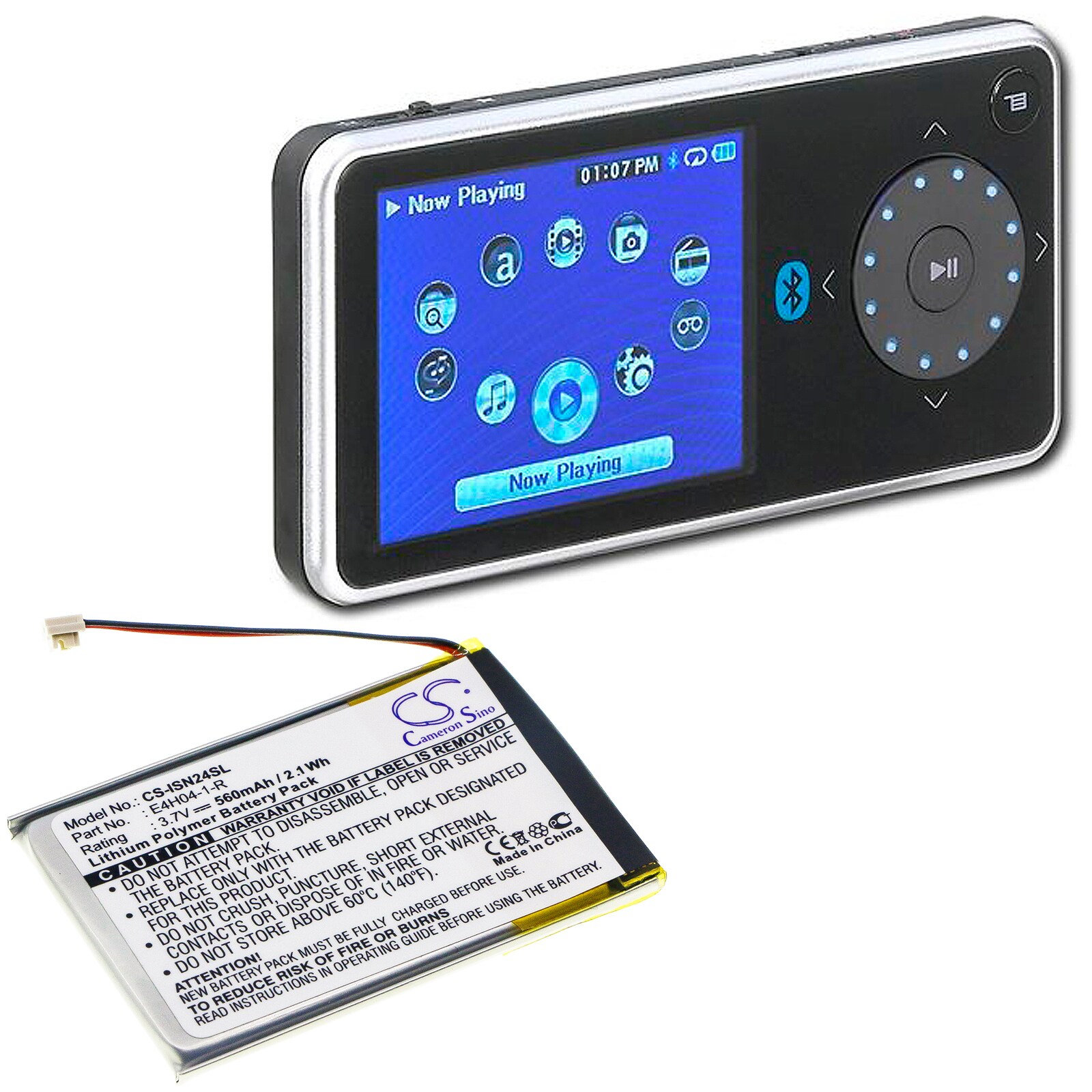 Batteri til mediespiller for INSIGNIA NS-4V24, NS-8V24