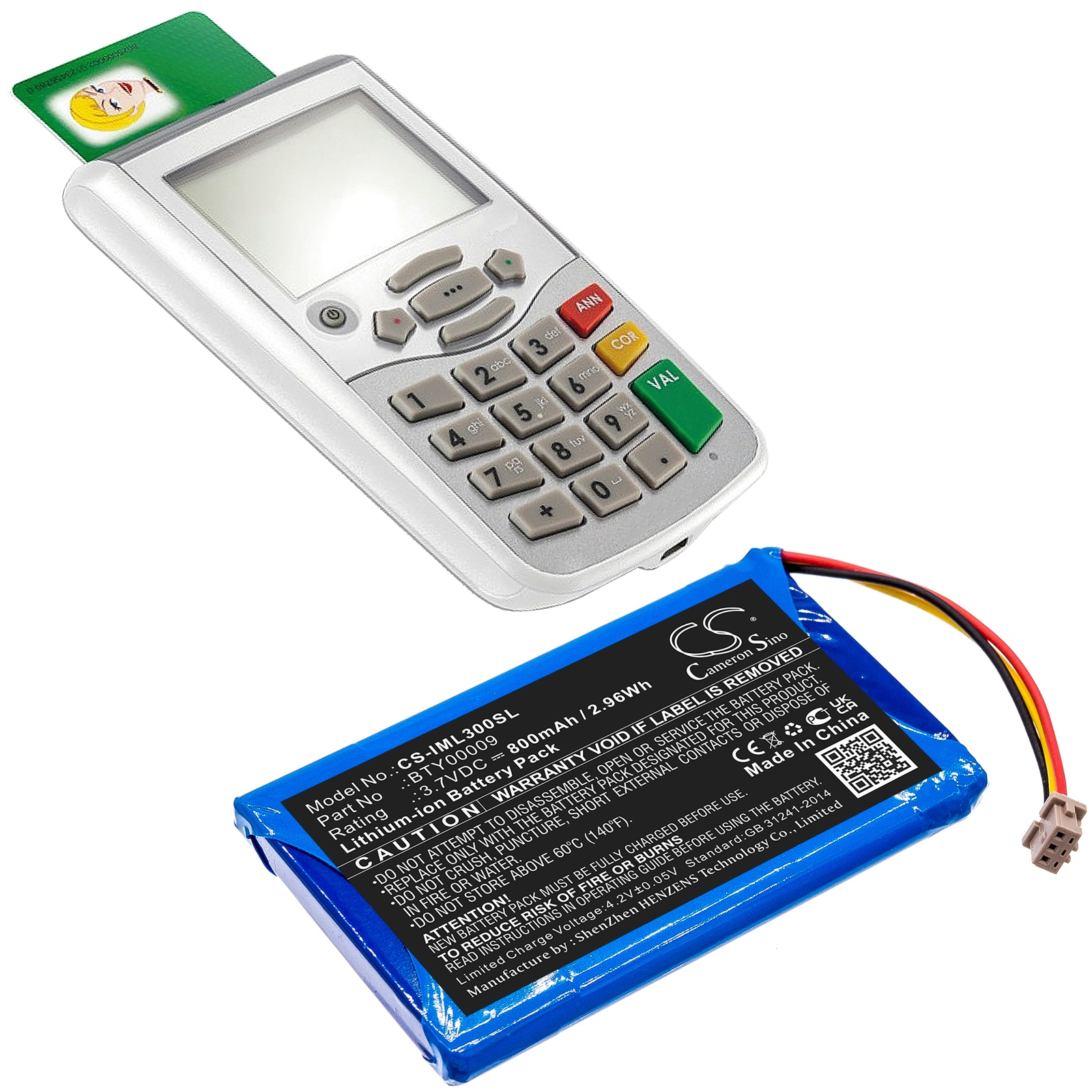 Batteri til betalingsterminal for Ingenico Vital Act 3S, LEC-V03.00-0242