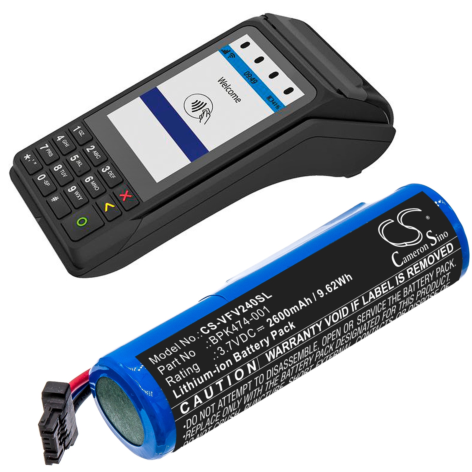 Batteri til betalingsterminal for Verifone V240m Plus, 3GBWC, V240m osv.