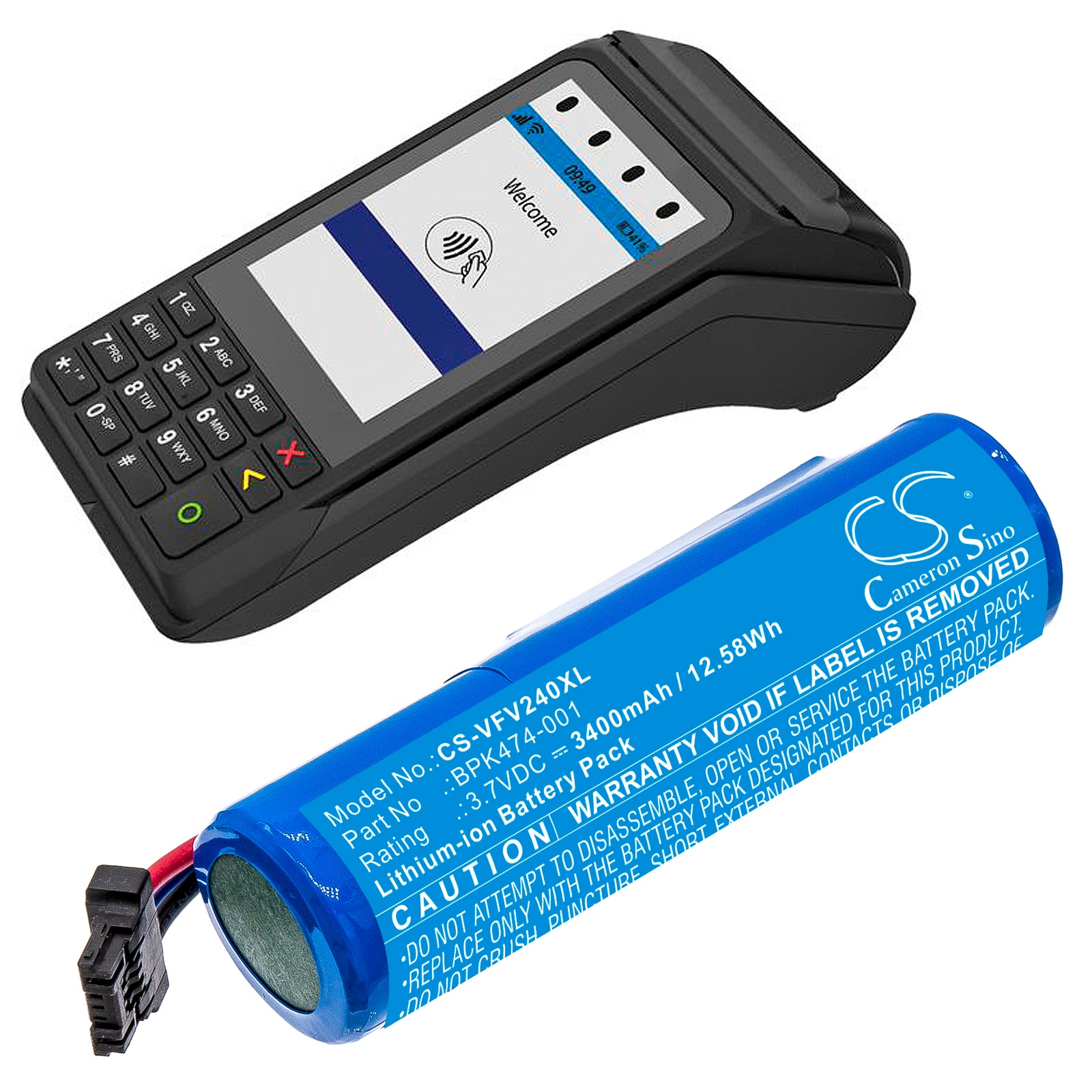 Batteri til betalingsterminal for Verifone V240m Plus, 3GBWC, V240m osv.