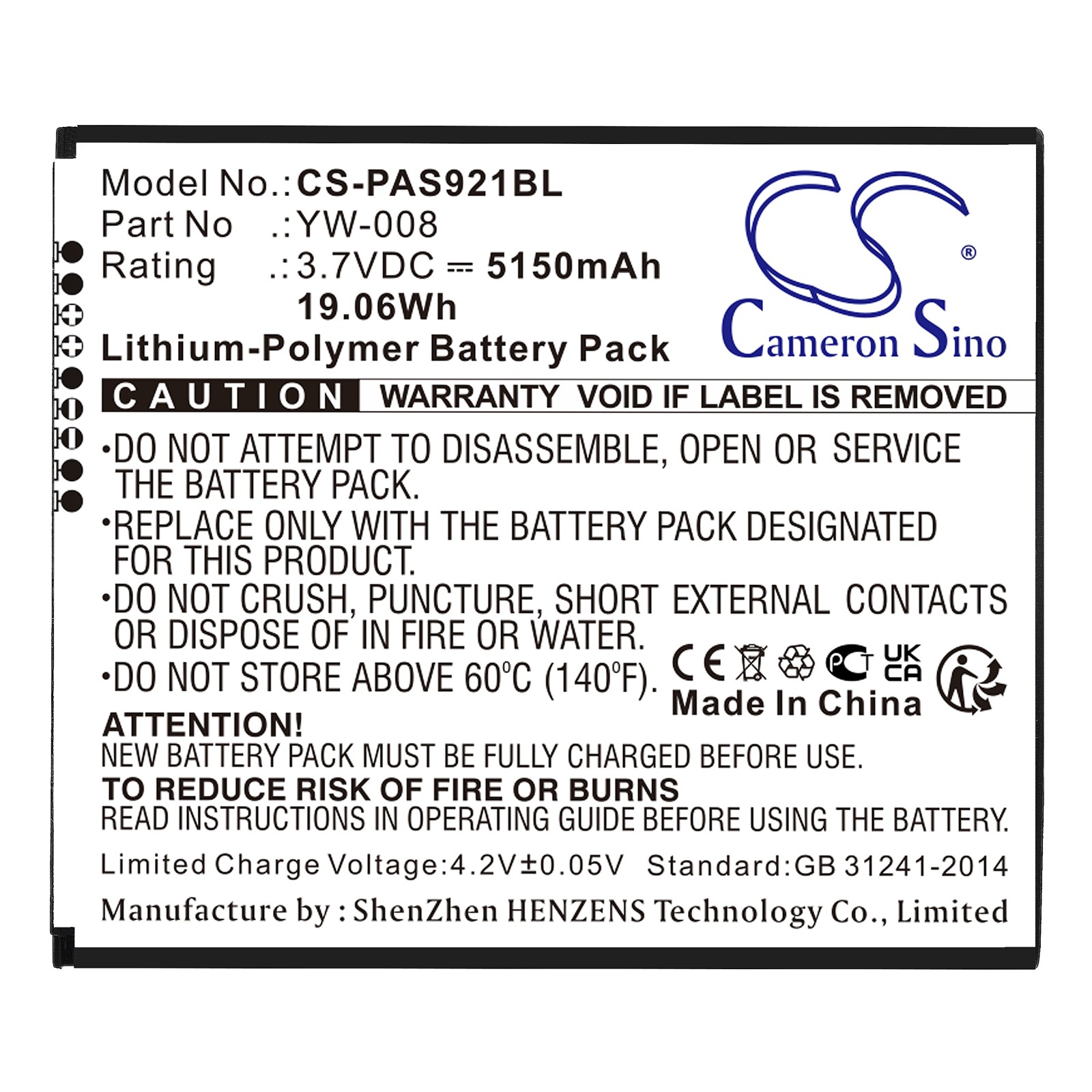 Batteri til betalingsterminal for Pax A920 Pro