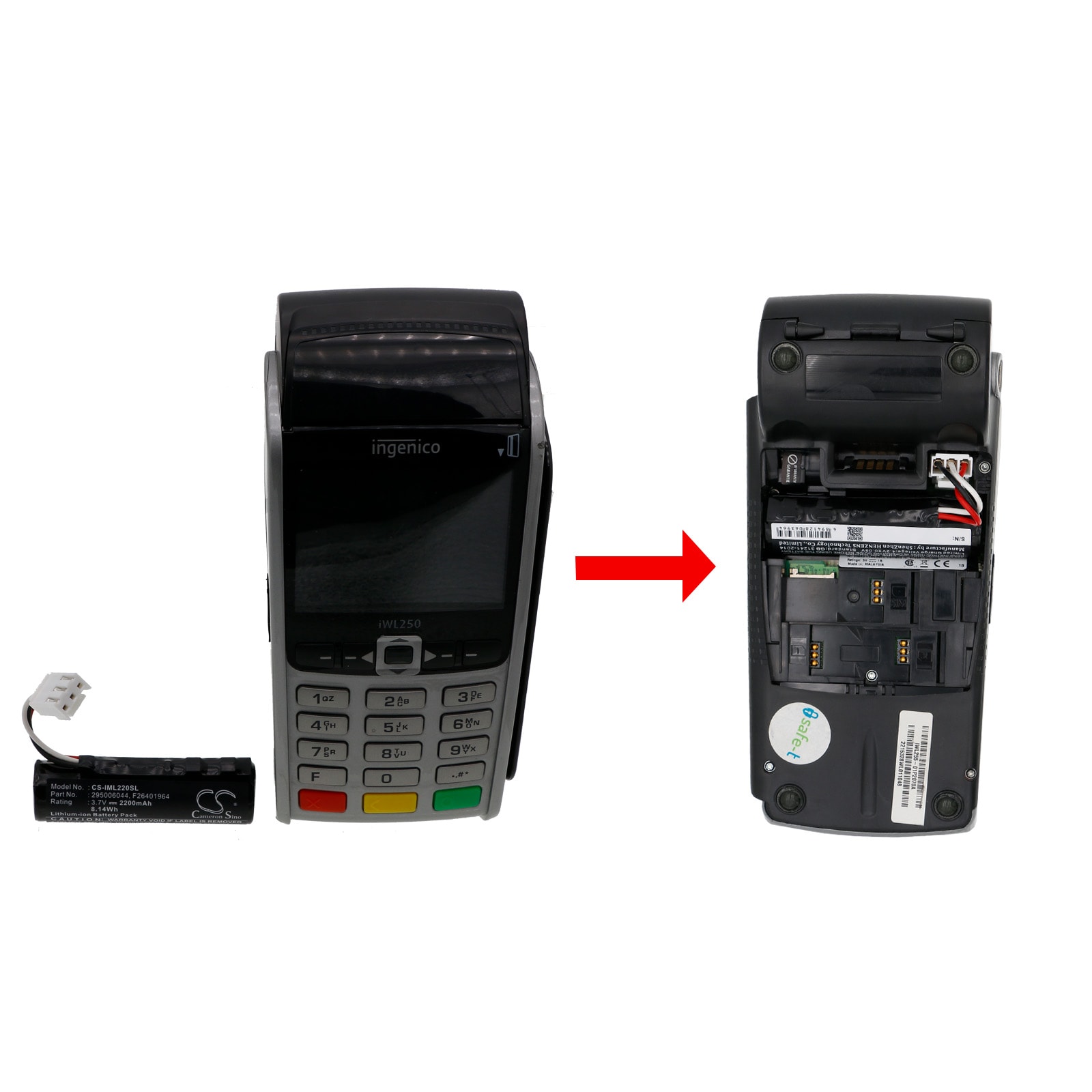 Batteri til betalingsterminal for Ingenico iWL280, iWL281, iWL252 m.fl.