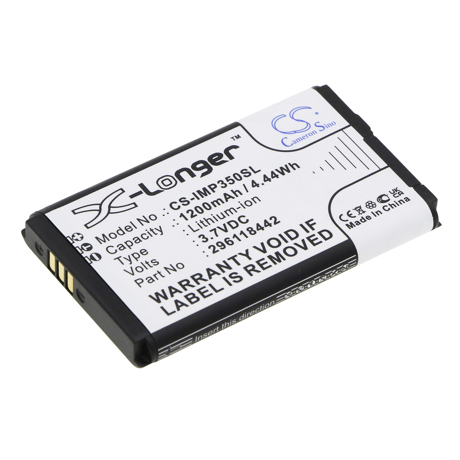 Batteri til betalingsterminal for Ingenico iSMP, iMP350, IMP350-USBLU03A og andre.