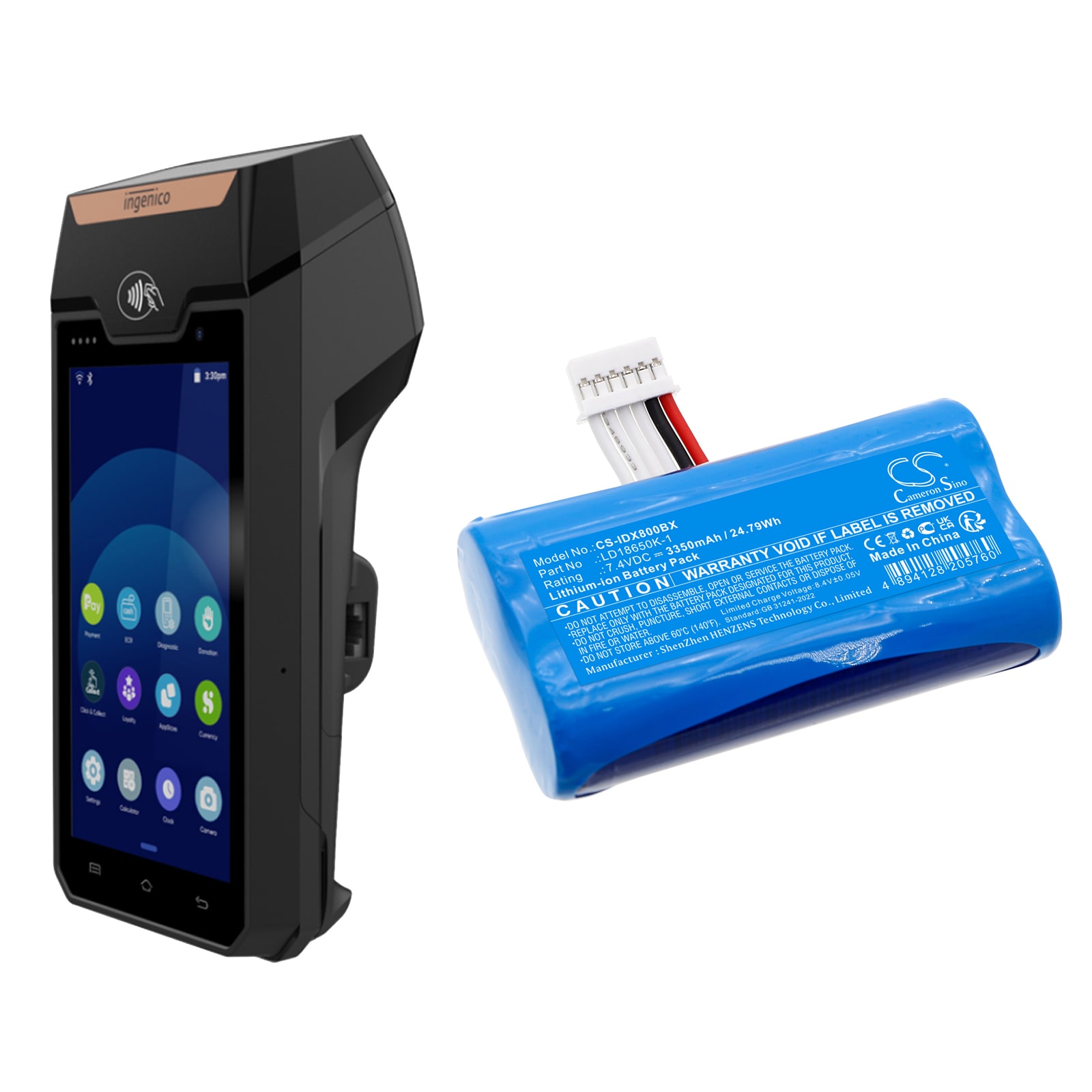 Batteri til betalingsterminal for ingenico AXIUM DX4000, AXIUM DX8002, AXIUM DX8000 osv.