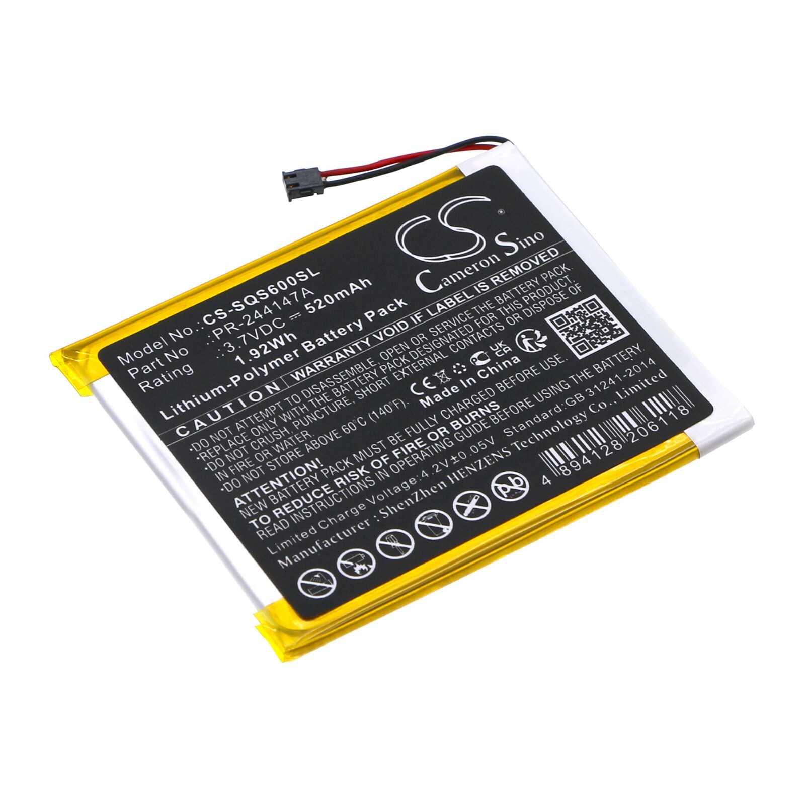 Batteri til betalingsterminal for Square S6, S8