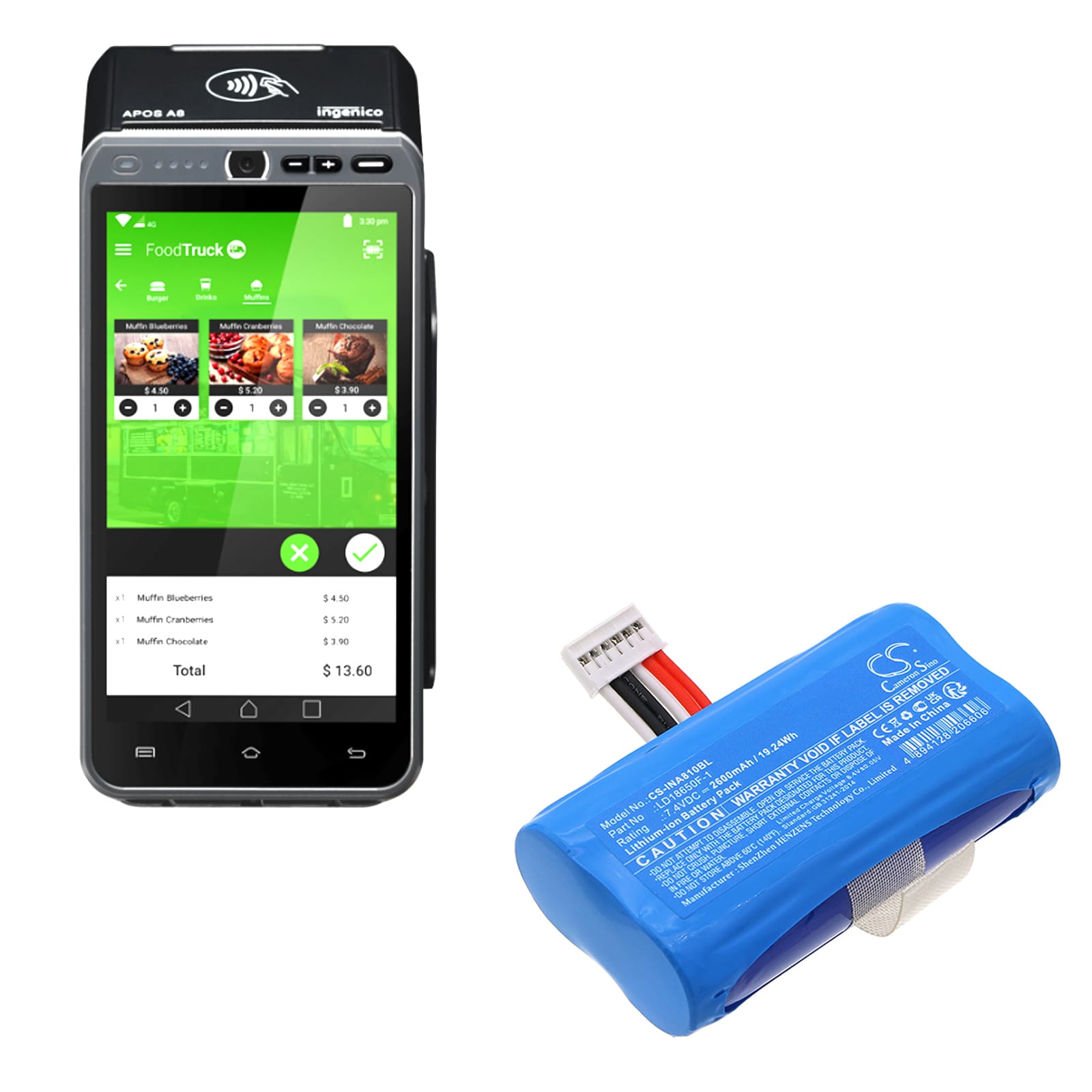 Batteri til betalingsterminal for Landi A8 Pro-92D3, A8 Pro