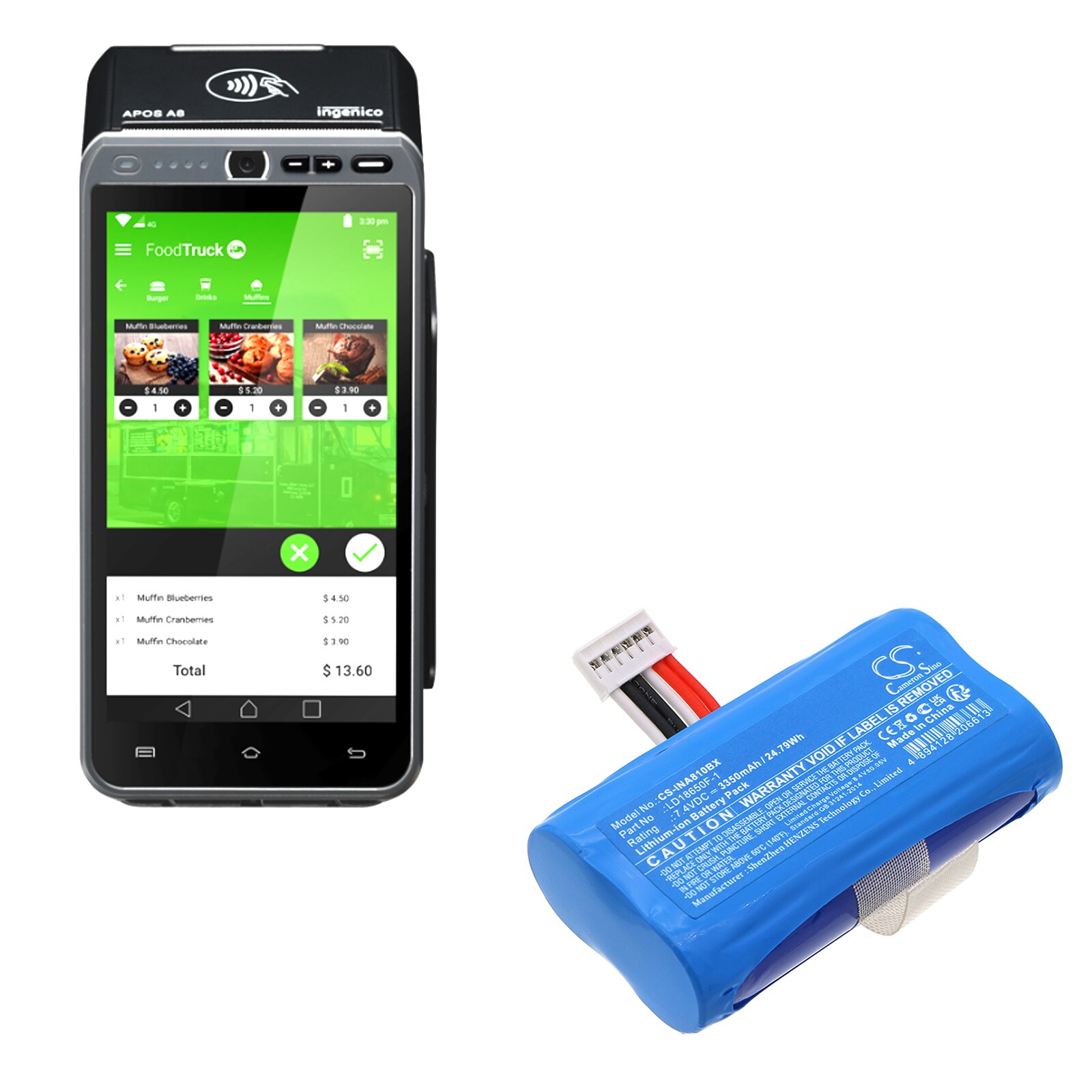 Batteri til betalingsterminal for Landi A8 Pro-92D3, A8 Pro