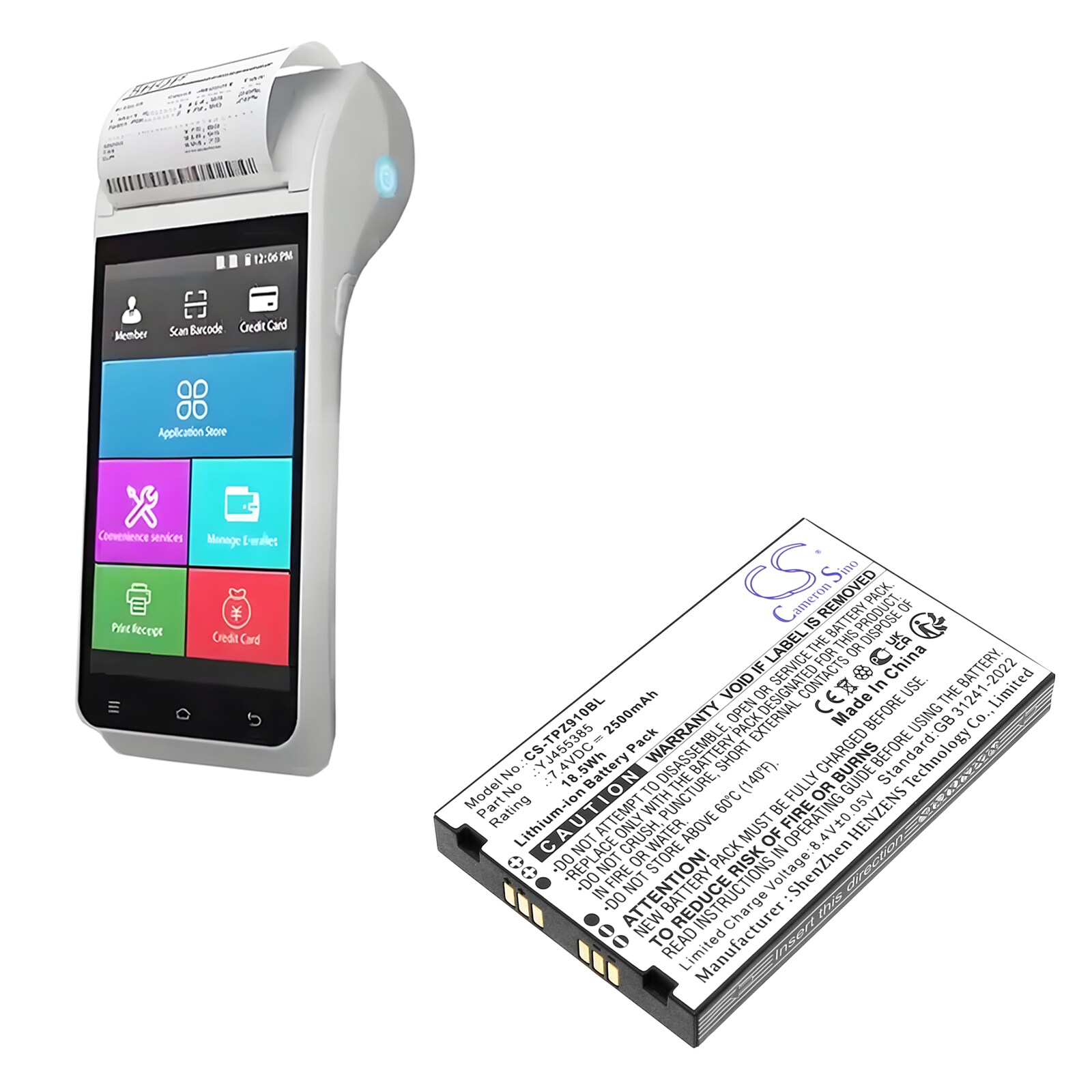 Batteri til betalingsterminal for Topwise Z91