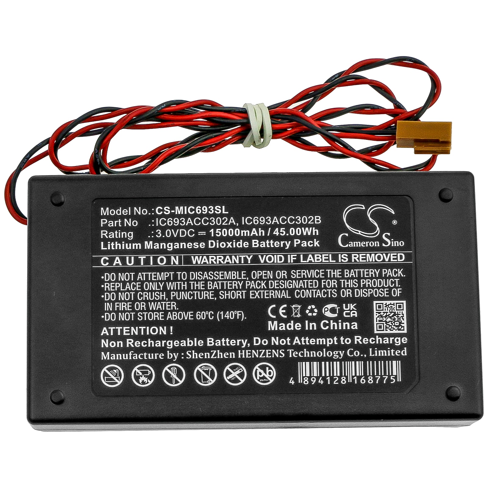 Batteri for PLC for GE Intelligent Platforms IC693ACC302A, IC693ACC302B