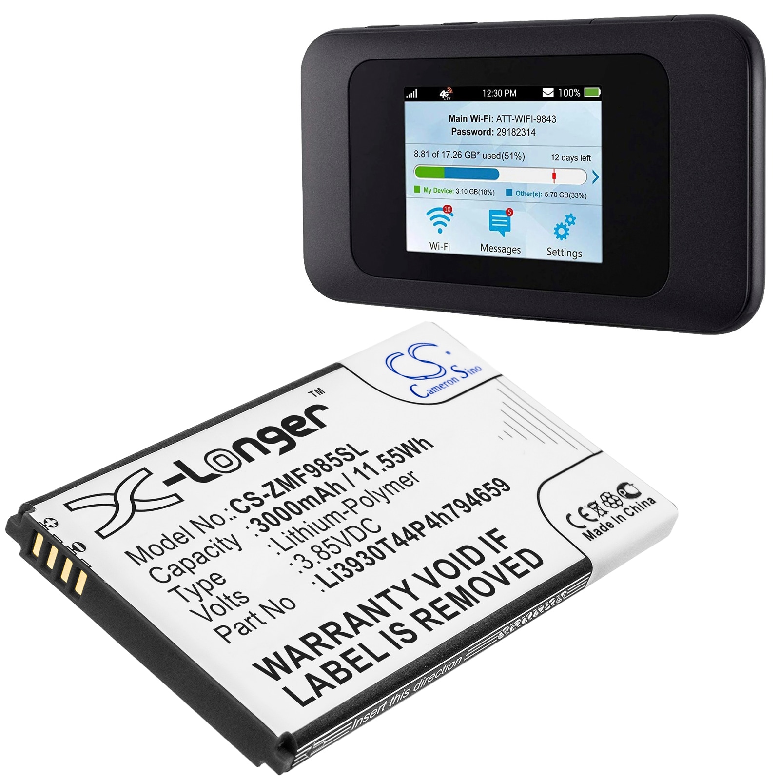 Batteri for hotspot for ZTE MF288, Smart Hub Turbo, MF985