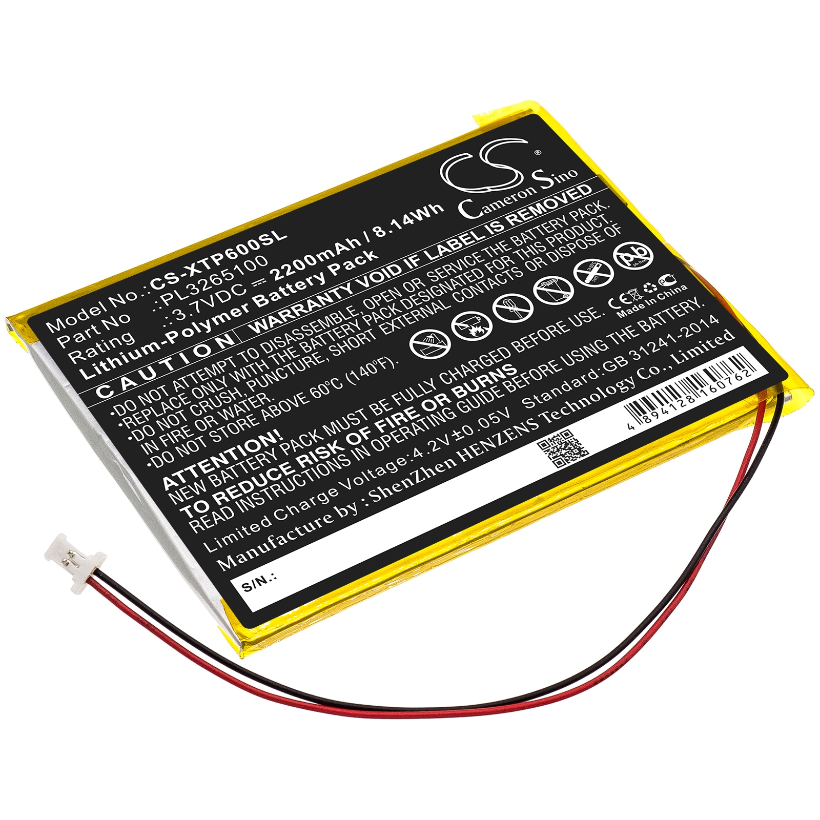 Batteri til diagnostisk skanner for XTOOL EZ300, EZ400, PS65 osv.