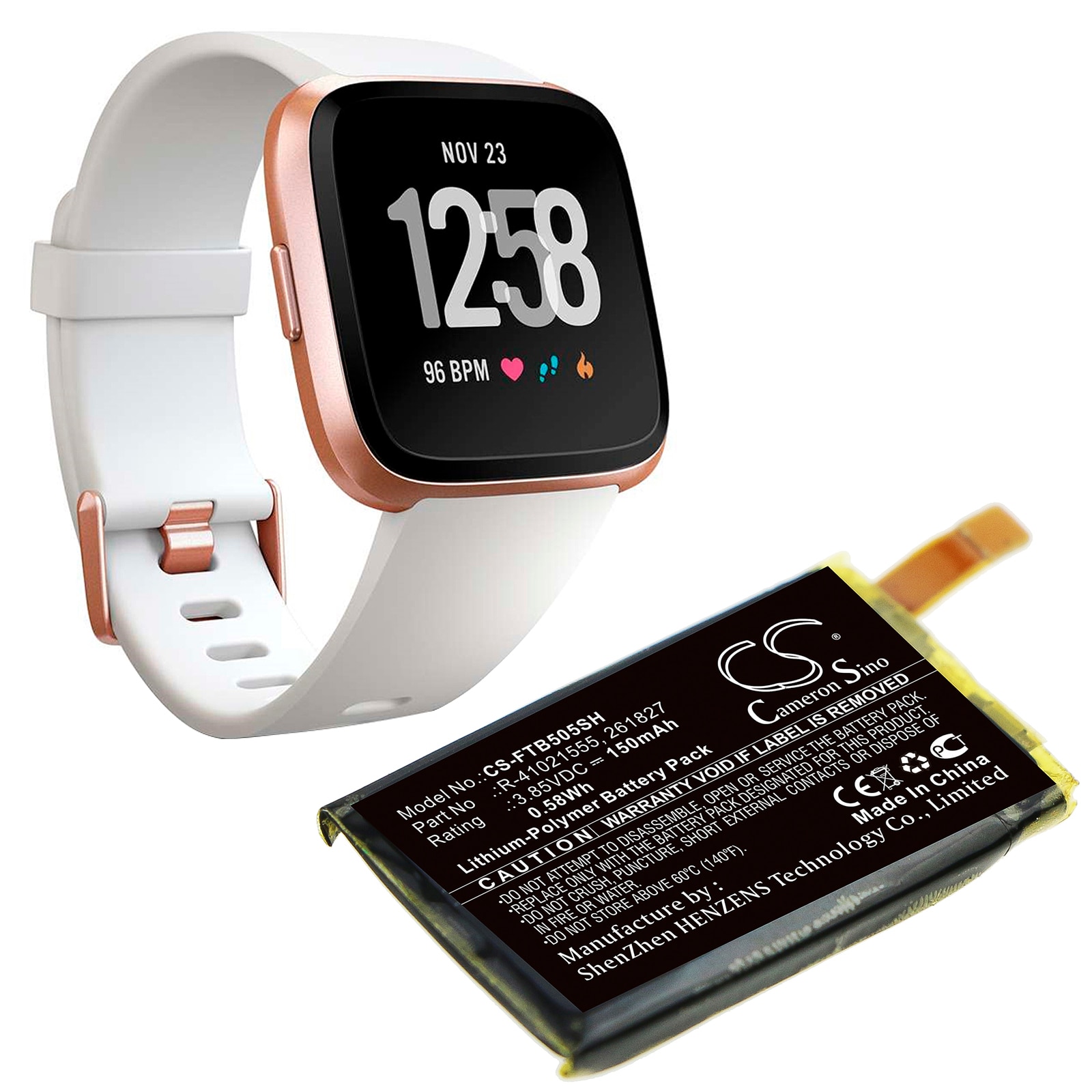 Batteri til smartklokke for Fitbit Versa, FB504, FB505