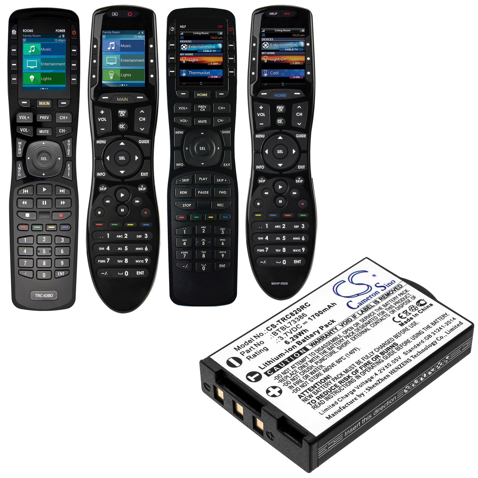 Batteri til fjernkontroll for URC TRC-1080, TRC-820, RM-2 osv.