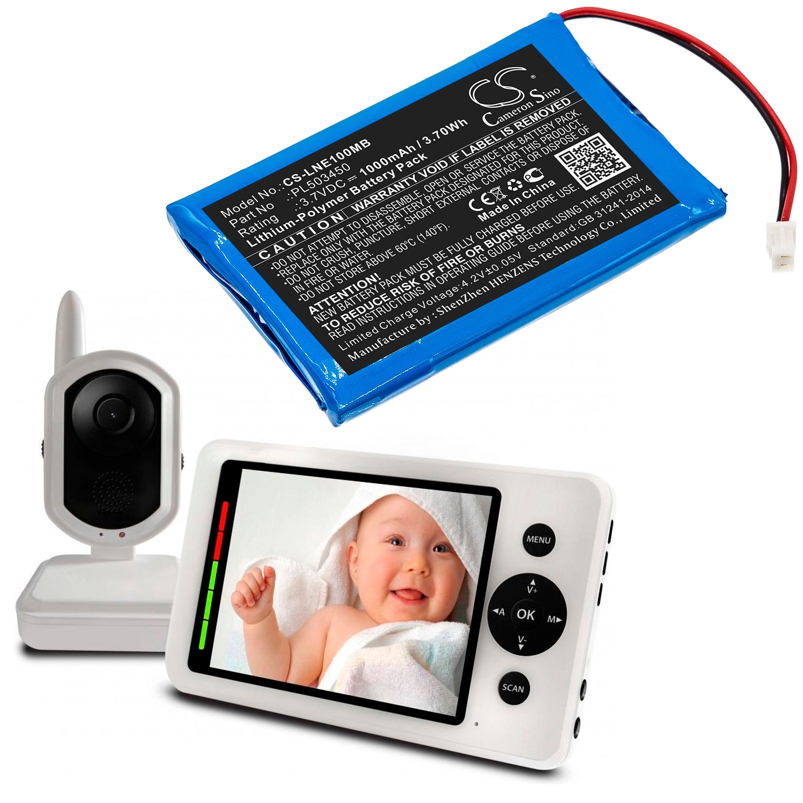 Batteri til BabyPhone for Luvion Grand Elite, Grand Elite Baby Monitor