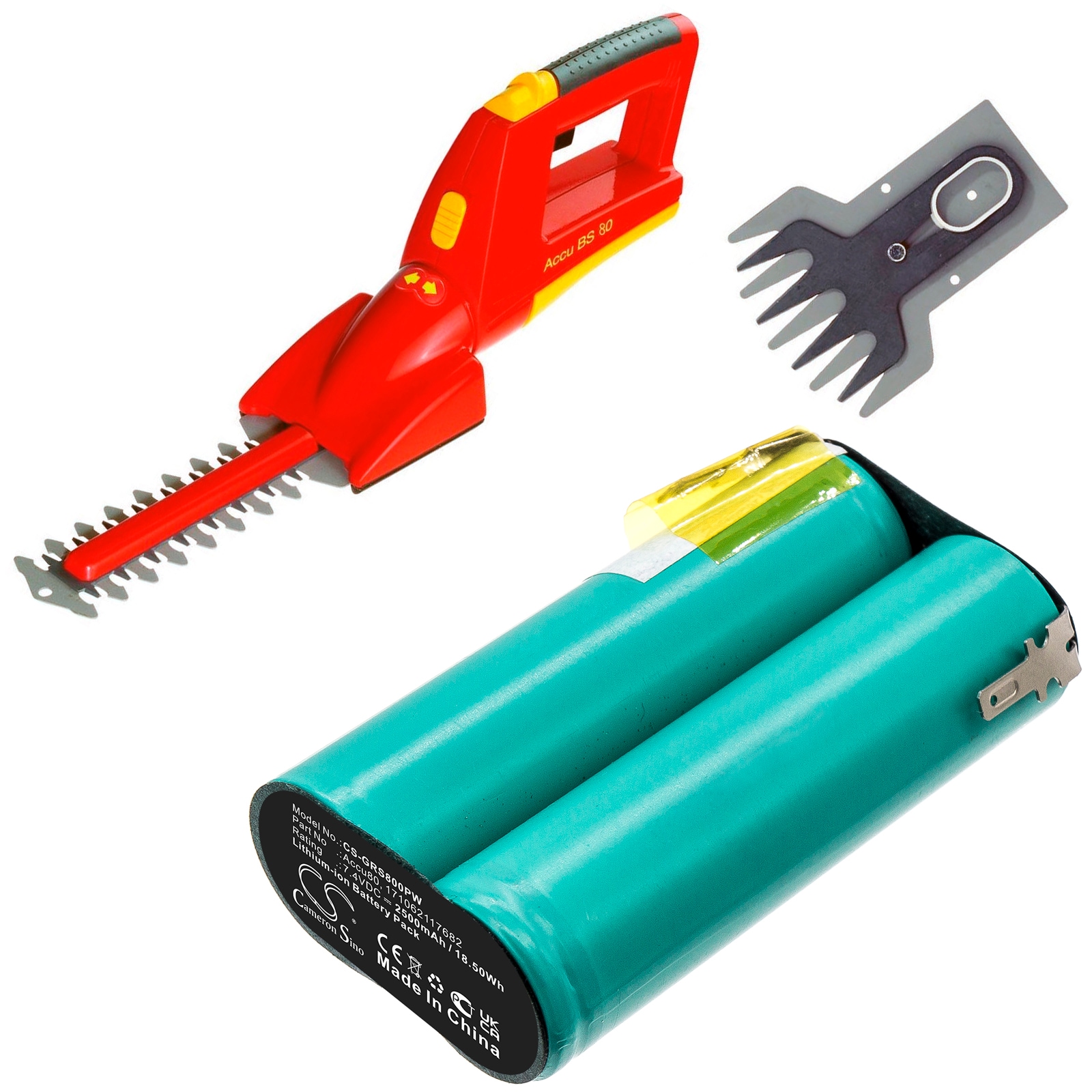 Batteri for hageredskaper for WOLF Garten 8803, 8824, BS80 Plus