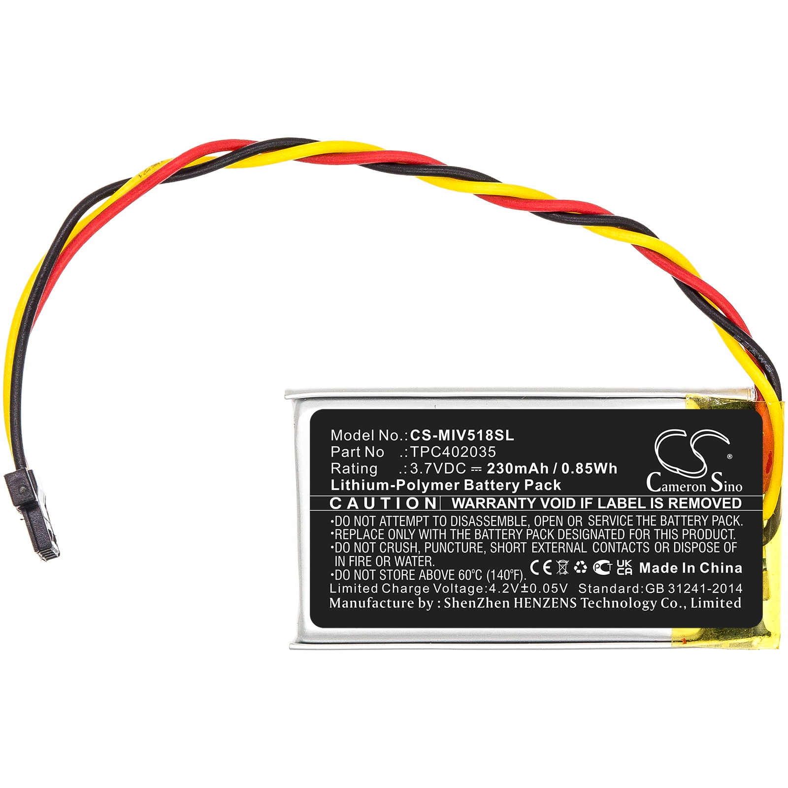 Bilkamera-batteri for Mio MiVue 508, MiVue 518, MiVue 538 og andre