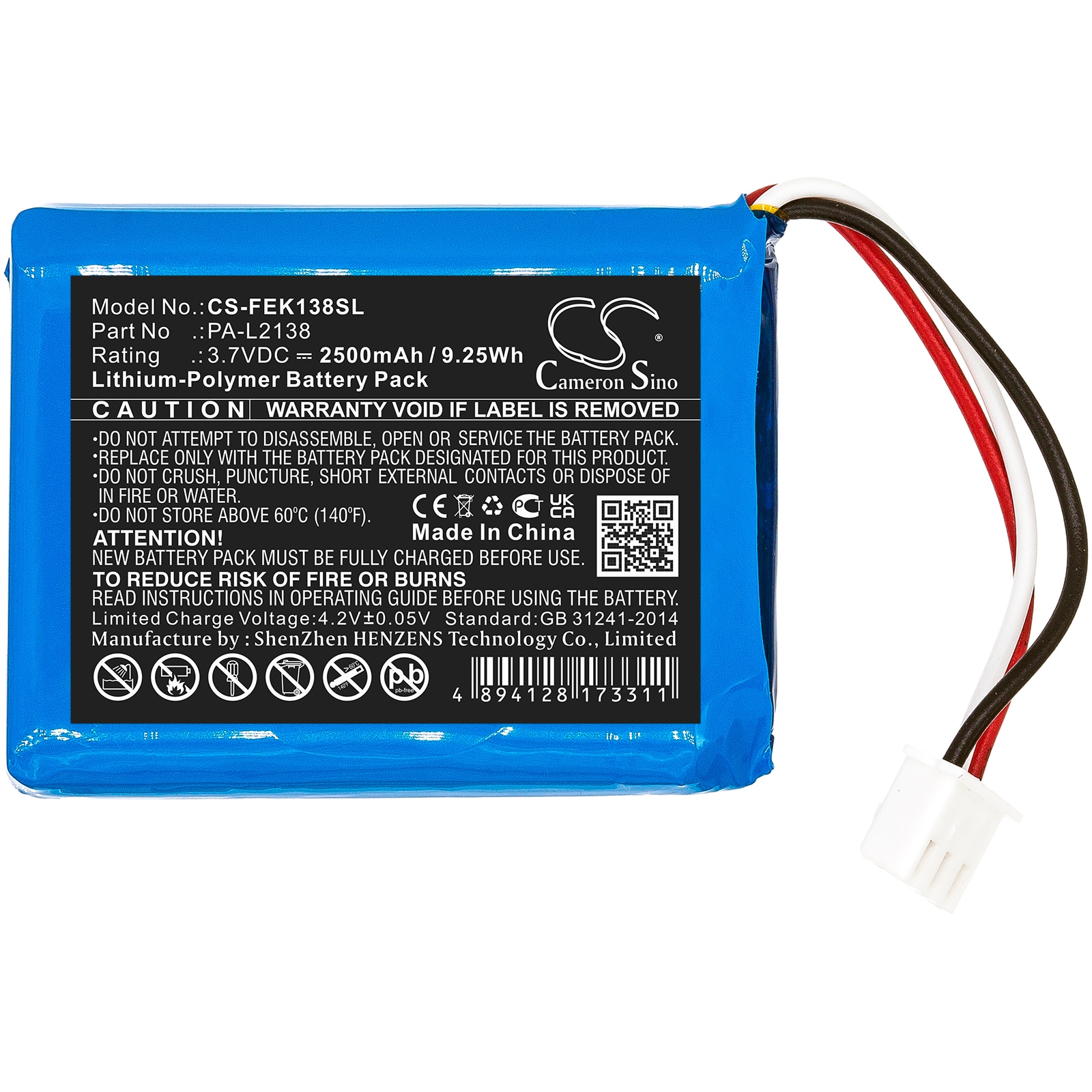 Batteri til batteripakke for Fey Elektronik PA-L2138