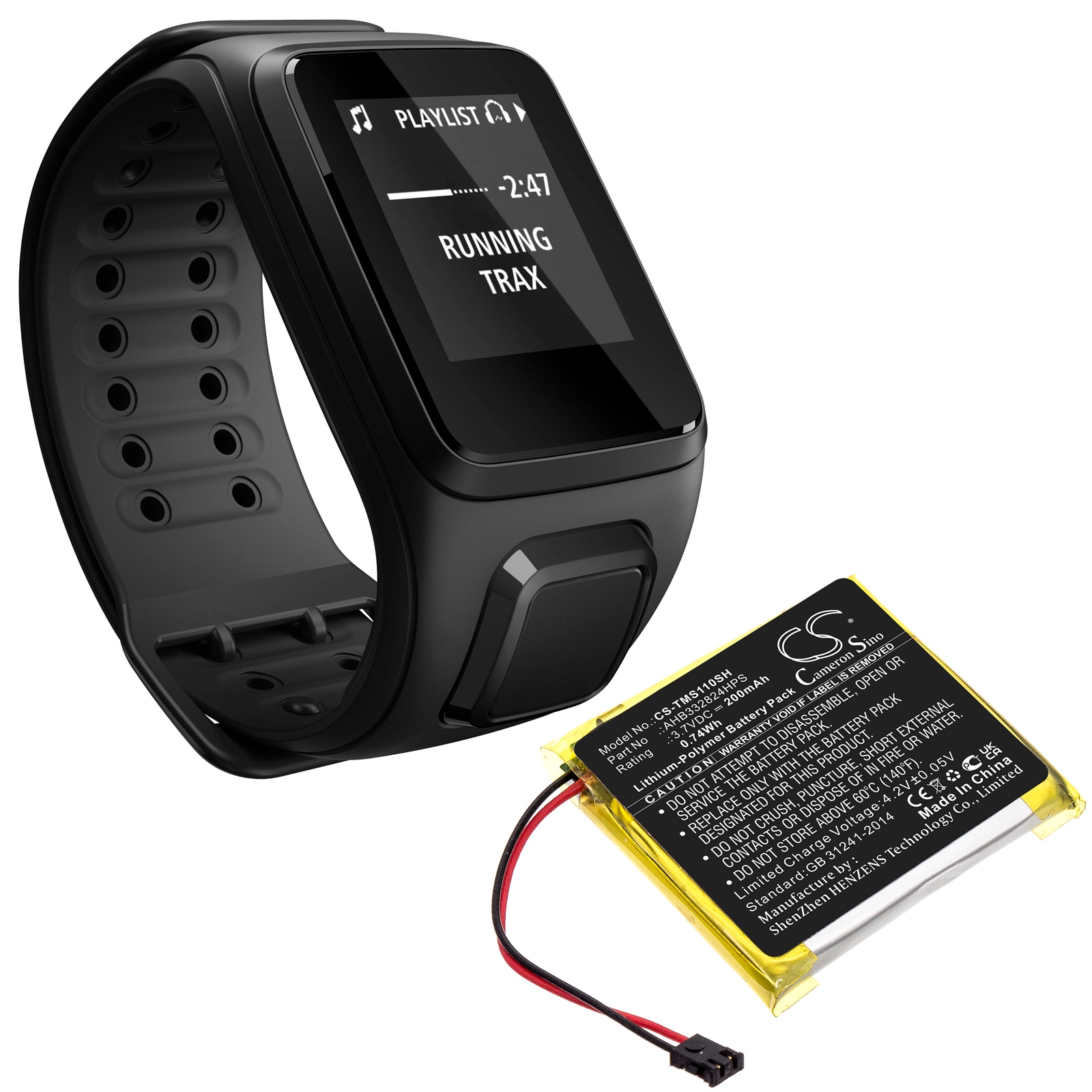 Batteri til smartklokke for TomTom Spark Cardio + Music GPS