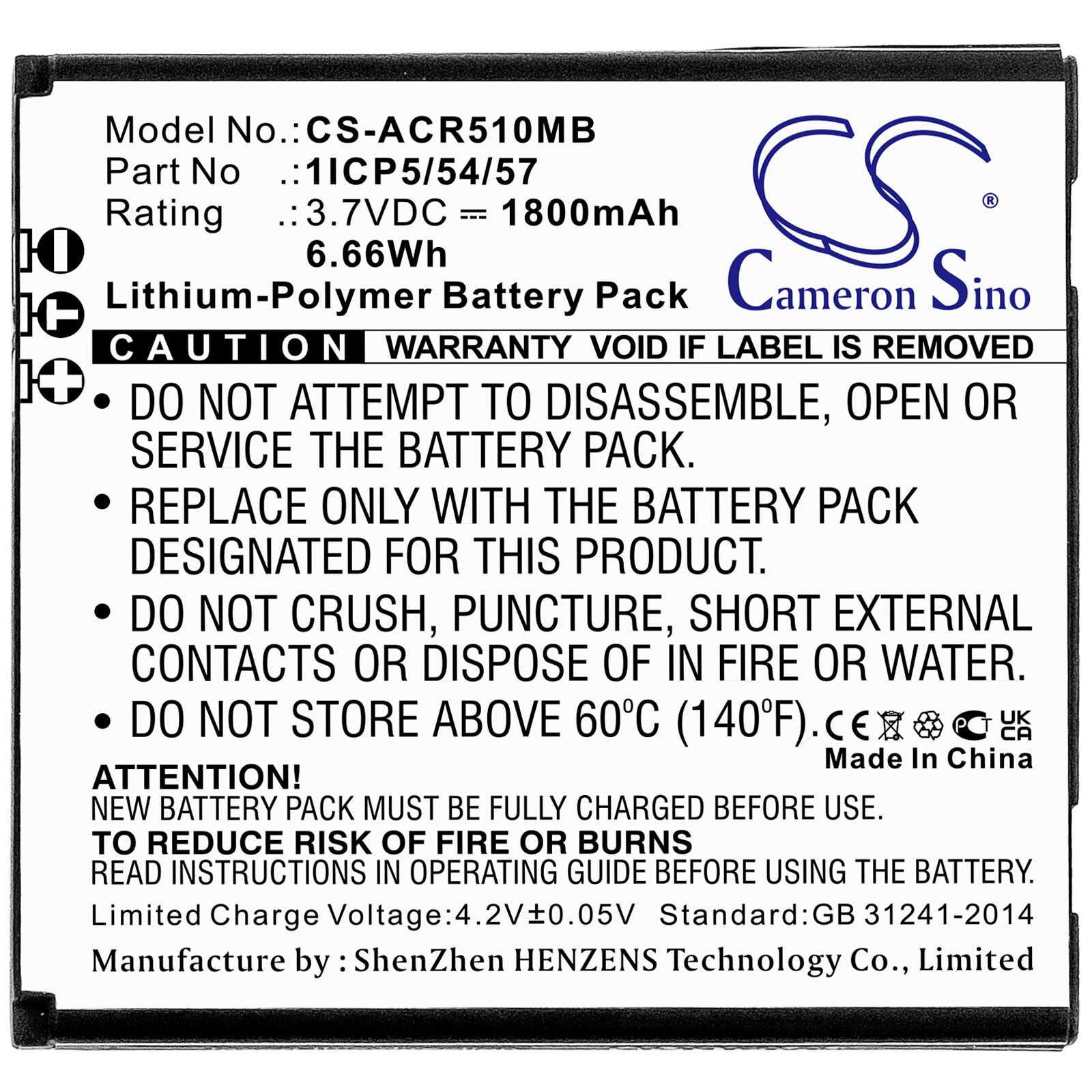 Batteri til BabyPhone for Angelcare AC517, AC417, AC510 osv.