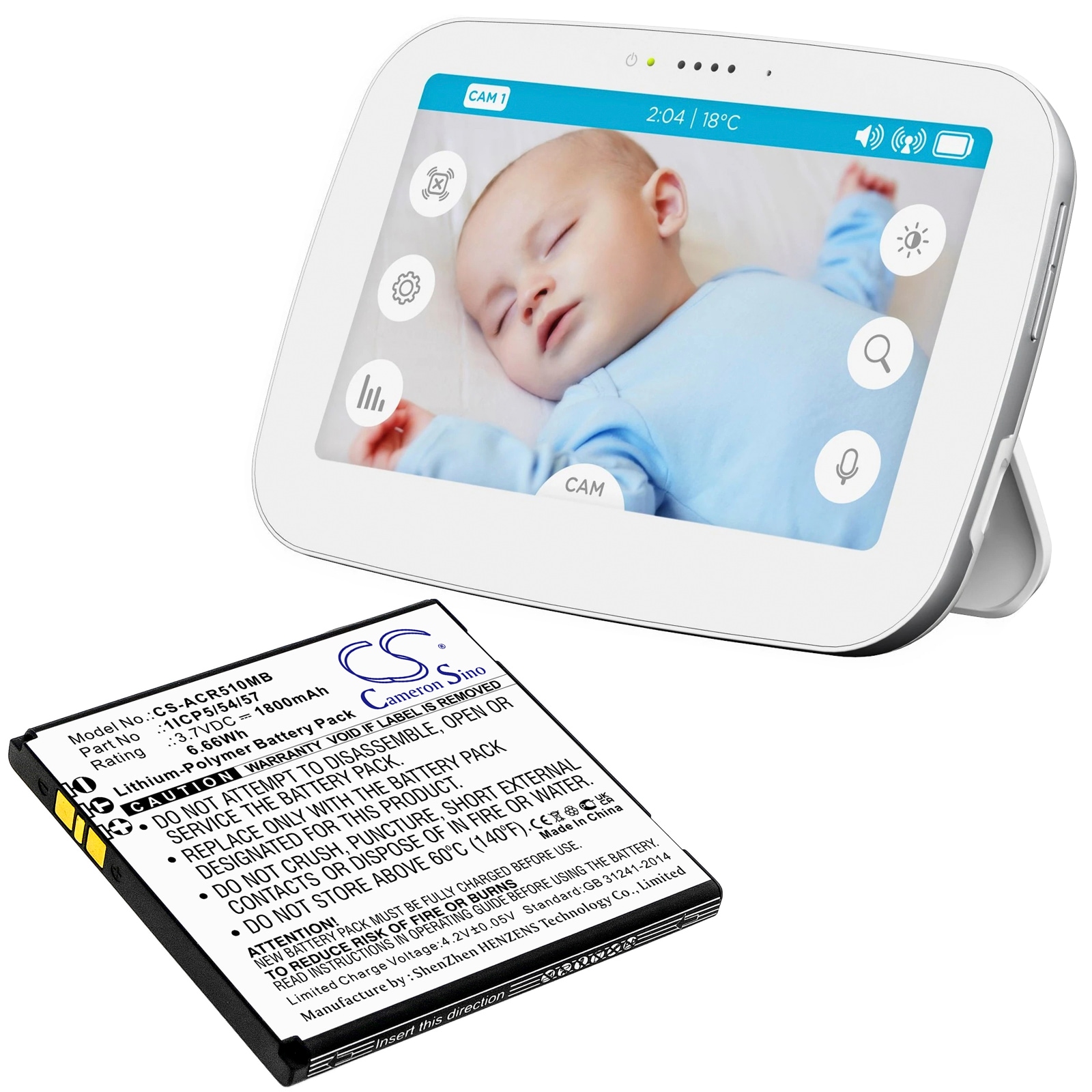 Batteri til BabyPhone for Angelcare AC517, AC417, AC510 osv.