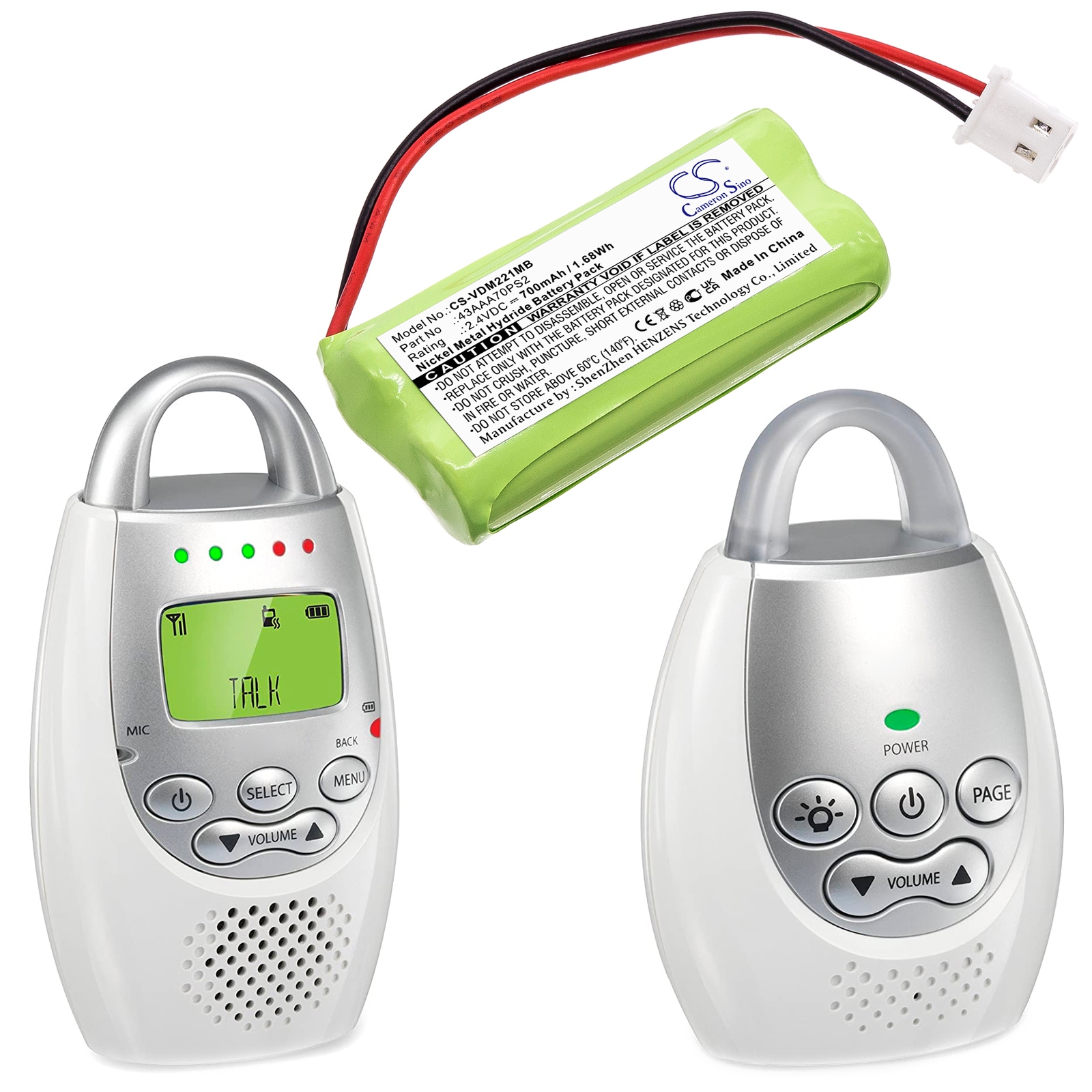 Batteri til BabyPhone for VTech DM221, DM222, DM221-2 og andre.