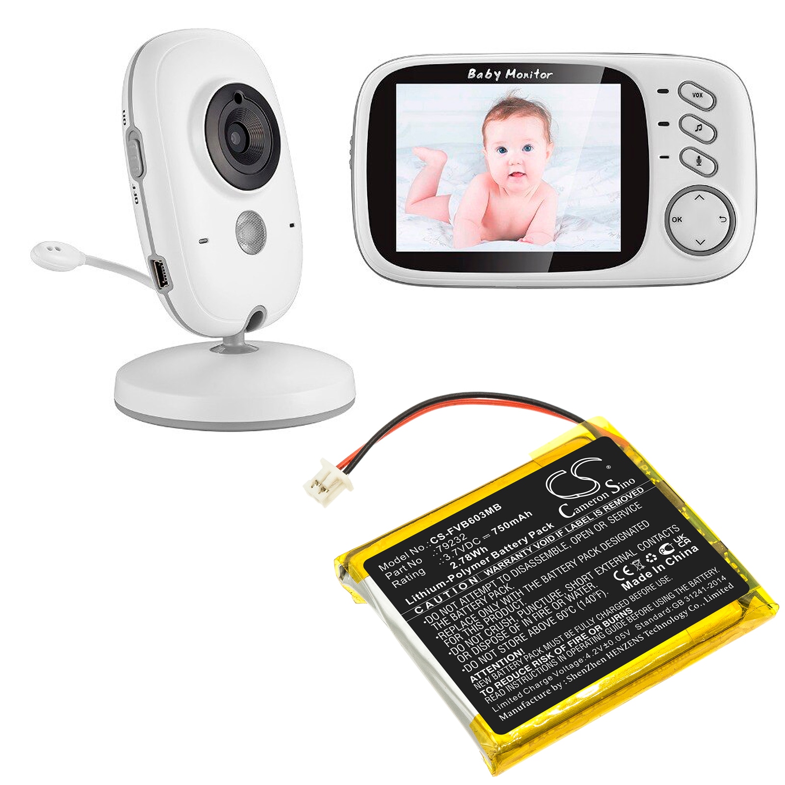Batteri til BabyPhone for TakTark BM603