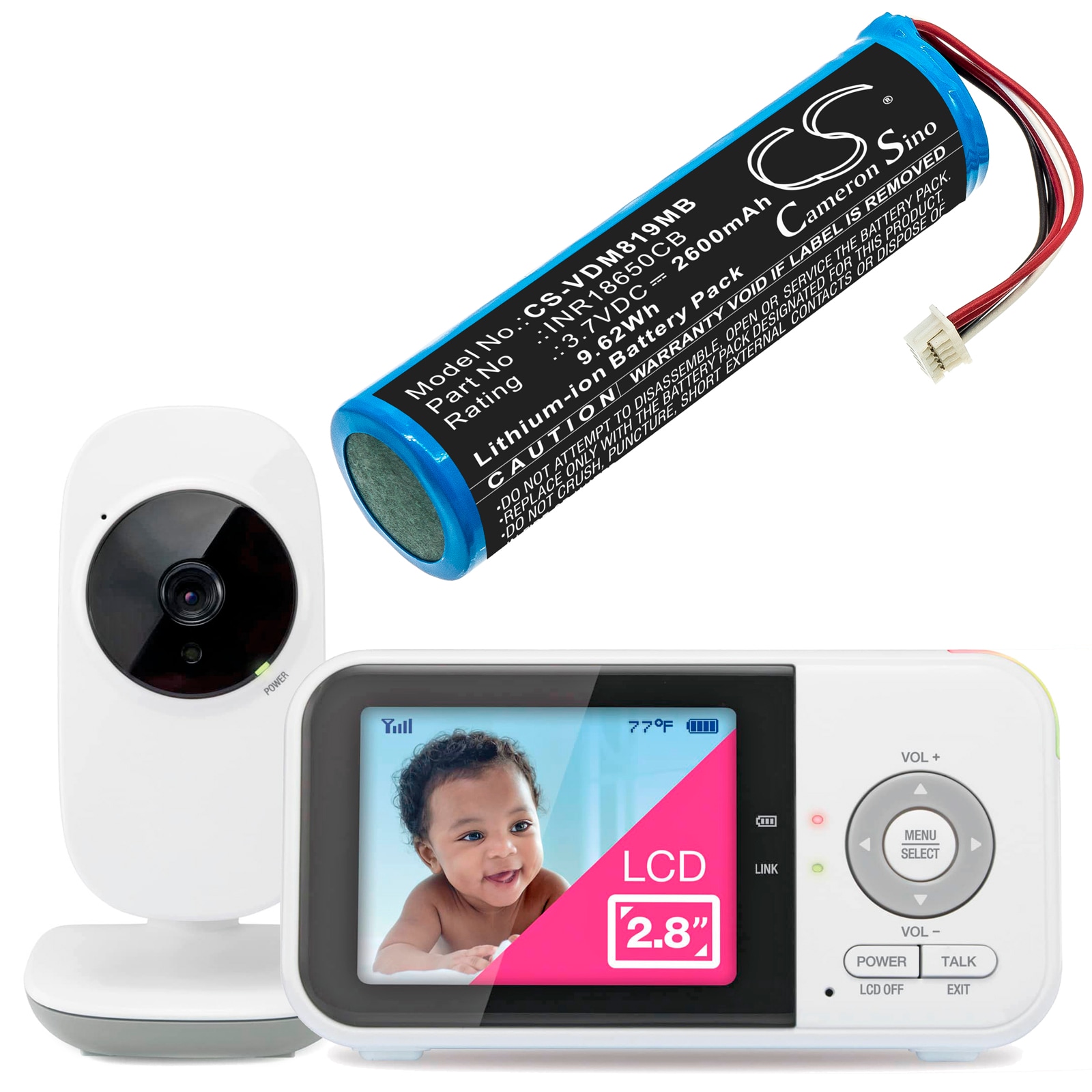 Batteri til BabyPhone for VTech VM819, VM5266, VM5266 5-tommers babymonitor