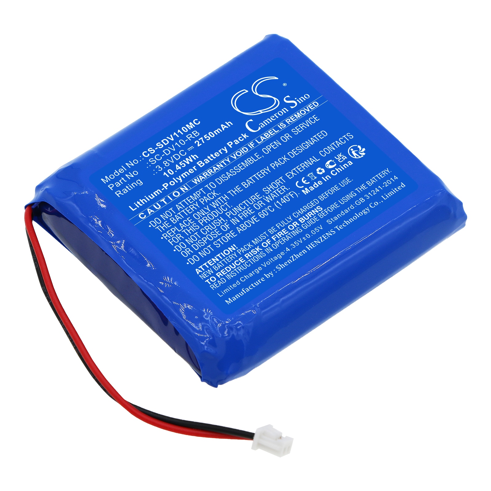 Batteri til kroppskamera for PatrolEyes SC-DV10, PE-DV10-Pro, SC-DV7 HD og andre