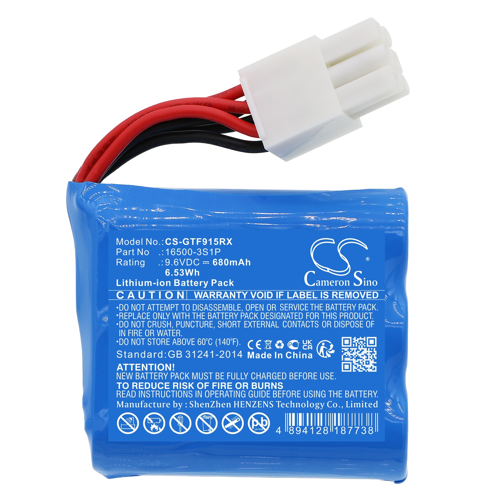 RC-batteri 680 mAh 9,6 V / batteri til GPToys Foxx 9115 / 9116 / S911 / S912 / erstatter 16500-3S1P