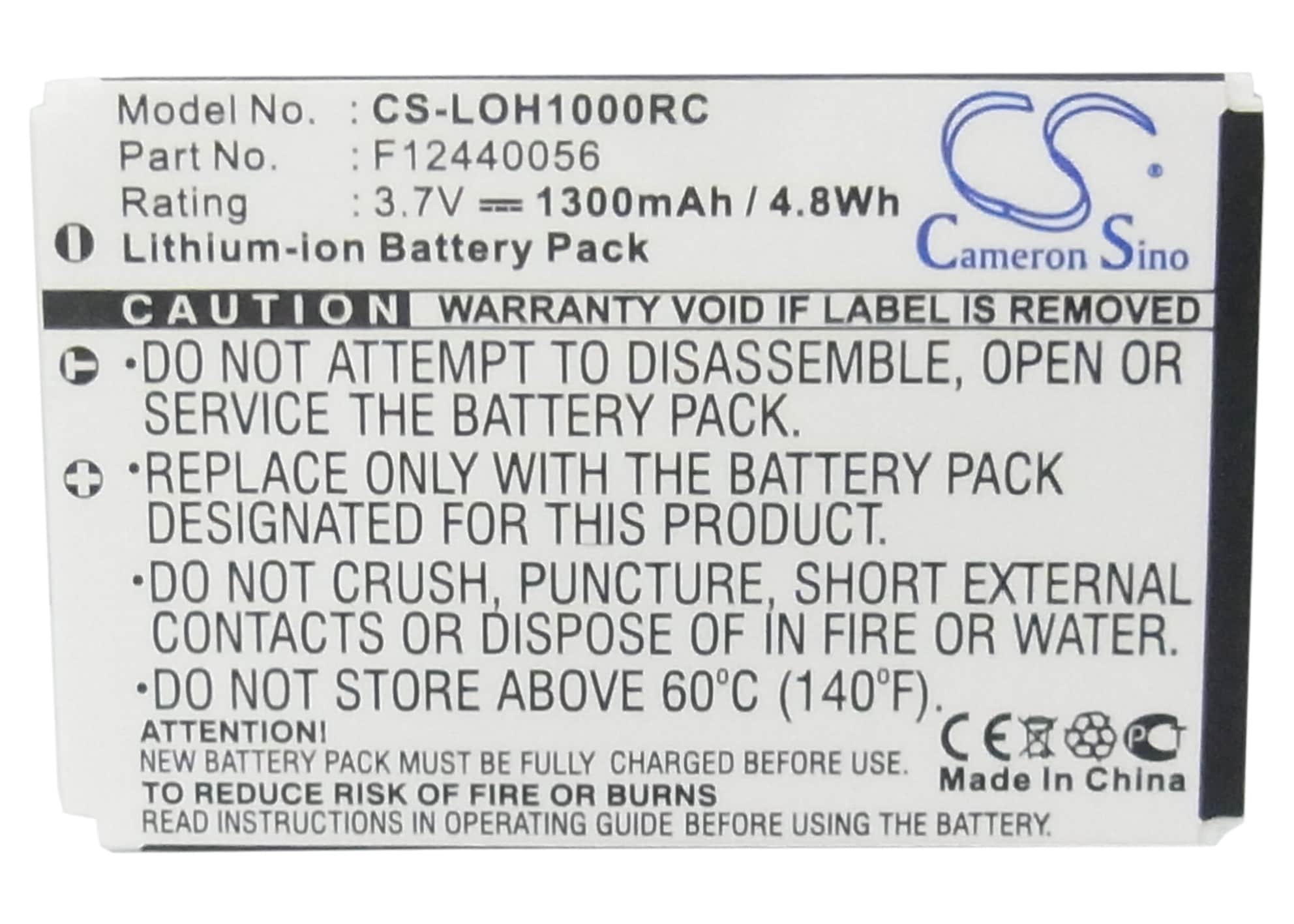Batteri til fjernkontroll for Logitech Harmony 1000-fjernkontroll, Harmony 1100-fjernkontroll osv.