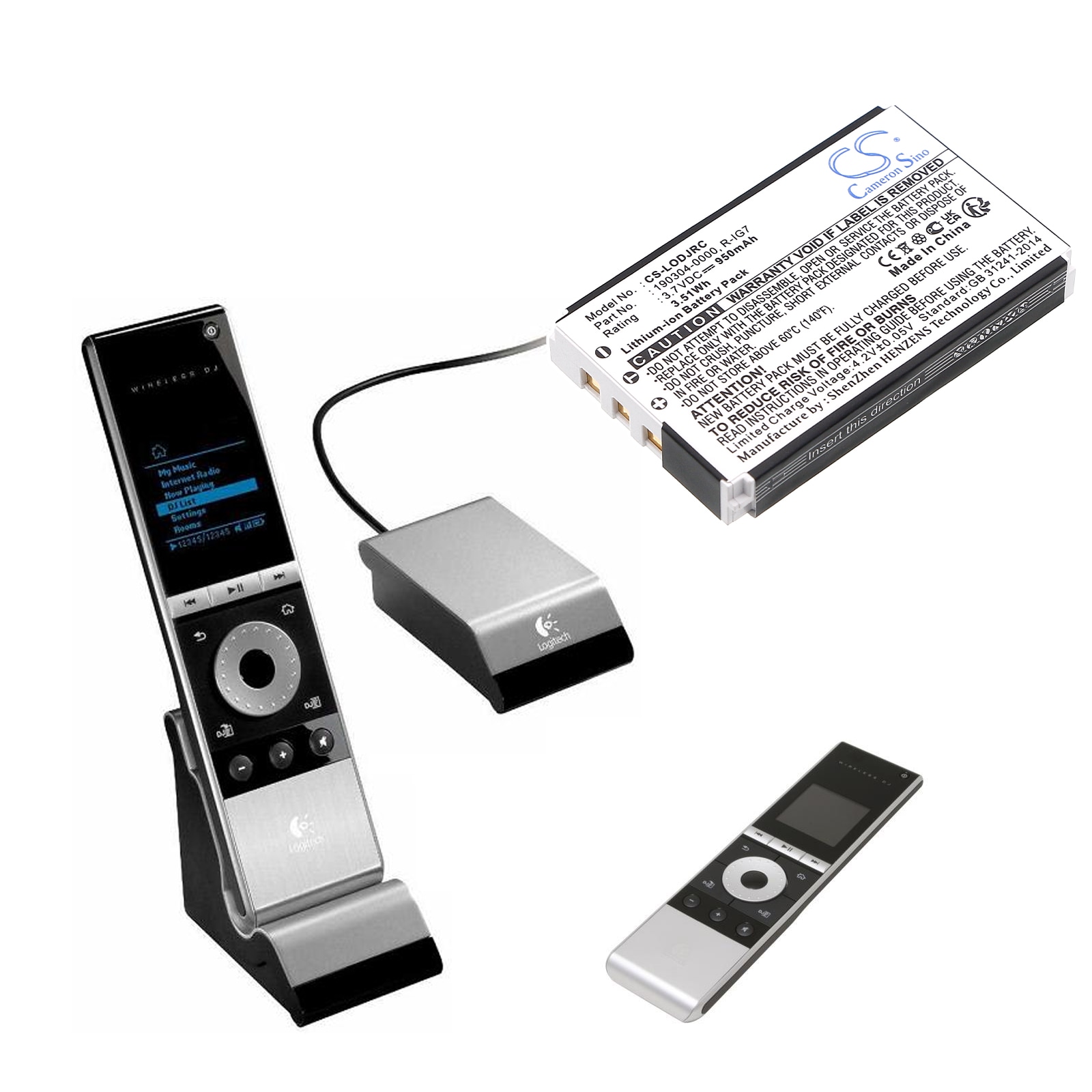 Batteri til fjernkontroll for Logitech trådløst DJ-musikksystem, R-RF11